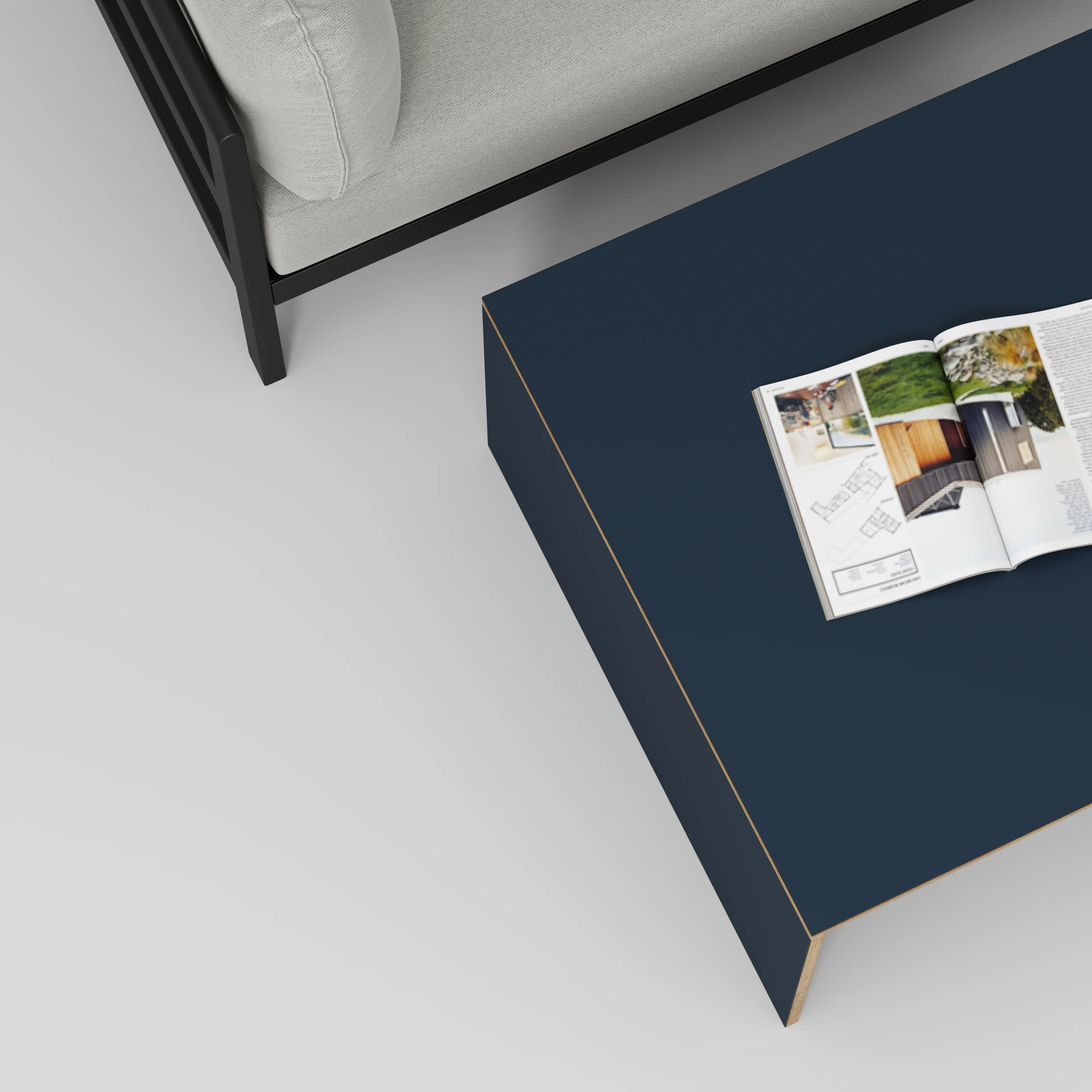 Plywood Coffee Table with Solid Sides - Formica Night Sea Blue - 800(w) x 800(d) x 450(h) - Image 3
