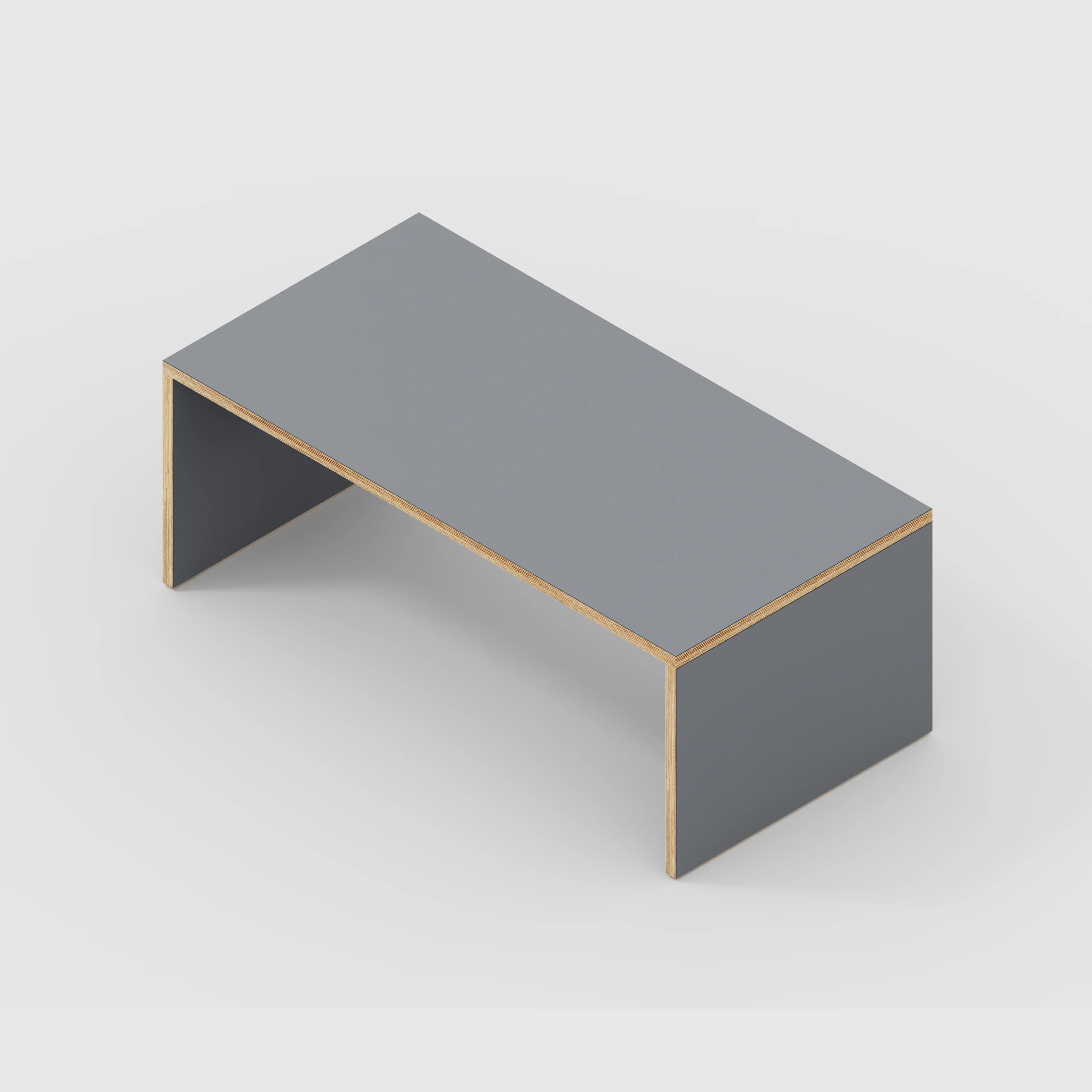 Plywood Coffee Table with Solid Sides - Formica Tornado Grey - 1200(w) x 600(d) x 450(h) - Image 5