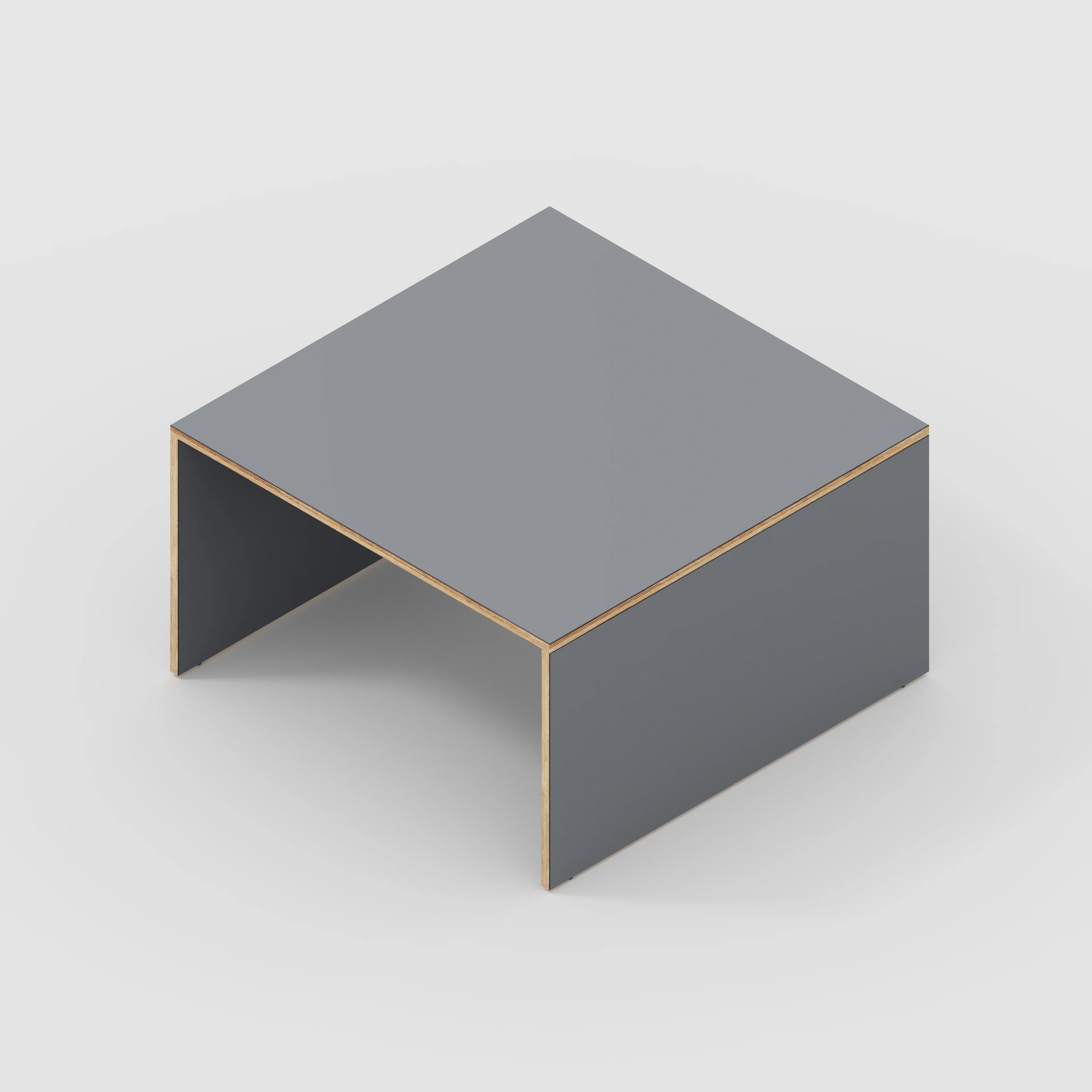 Plywood Coffee Table with Solid Sides - Formica Tornado Grey - 800(w) x 800(d) x 450(h) - Image 5