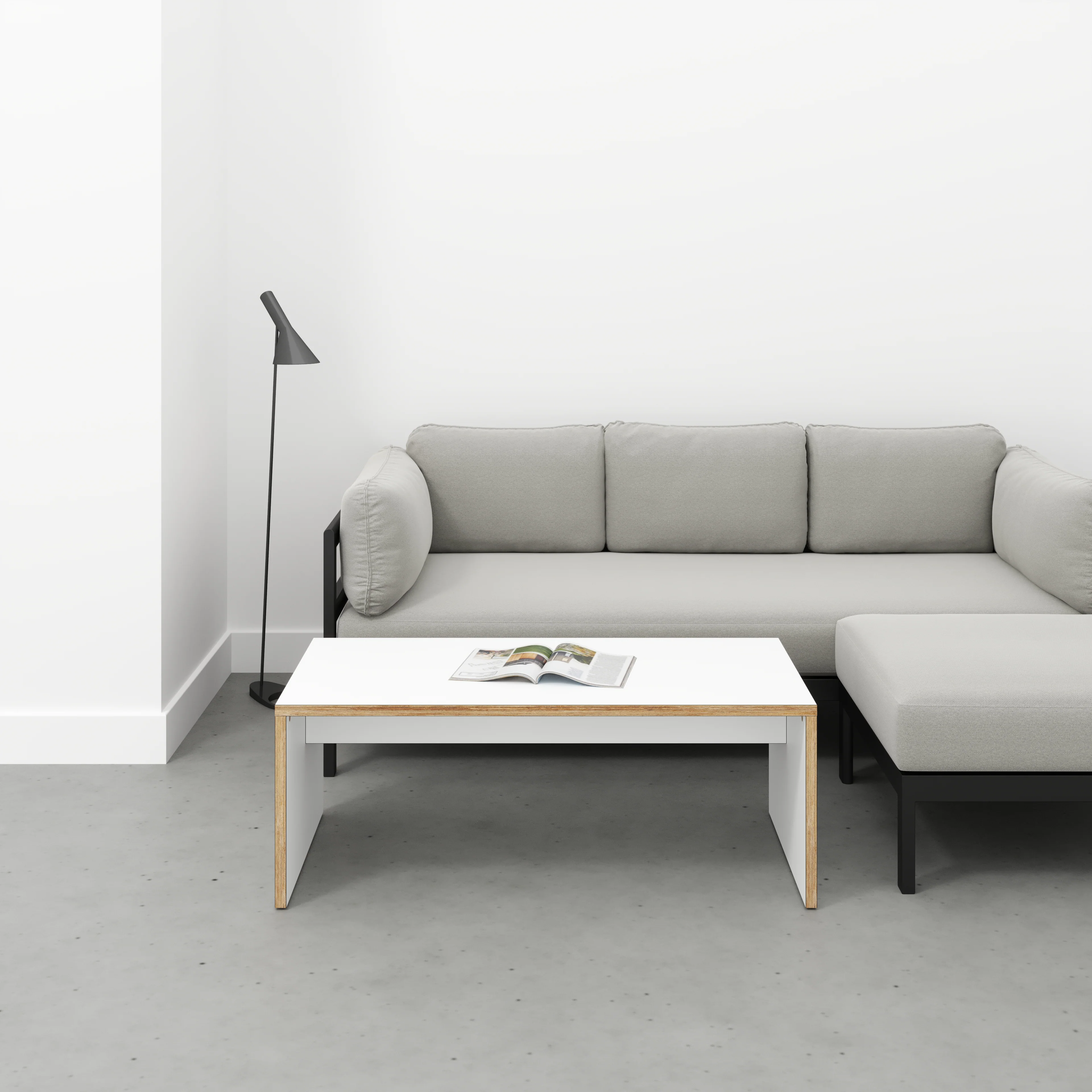 Plywood Coffee Table with Solid Sides - Formica White - 1200(w) x 600(d) x 450(h) - Image 2