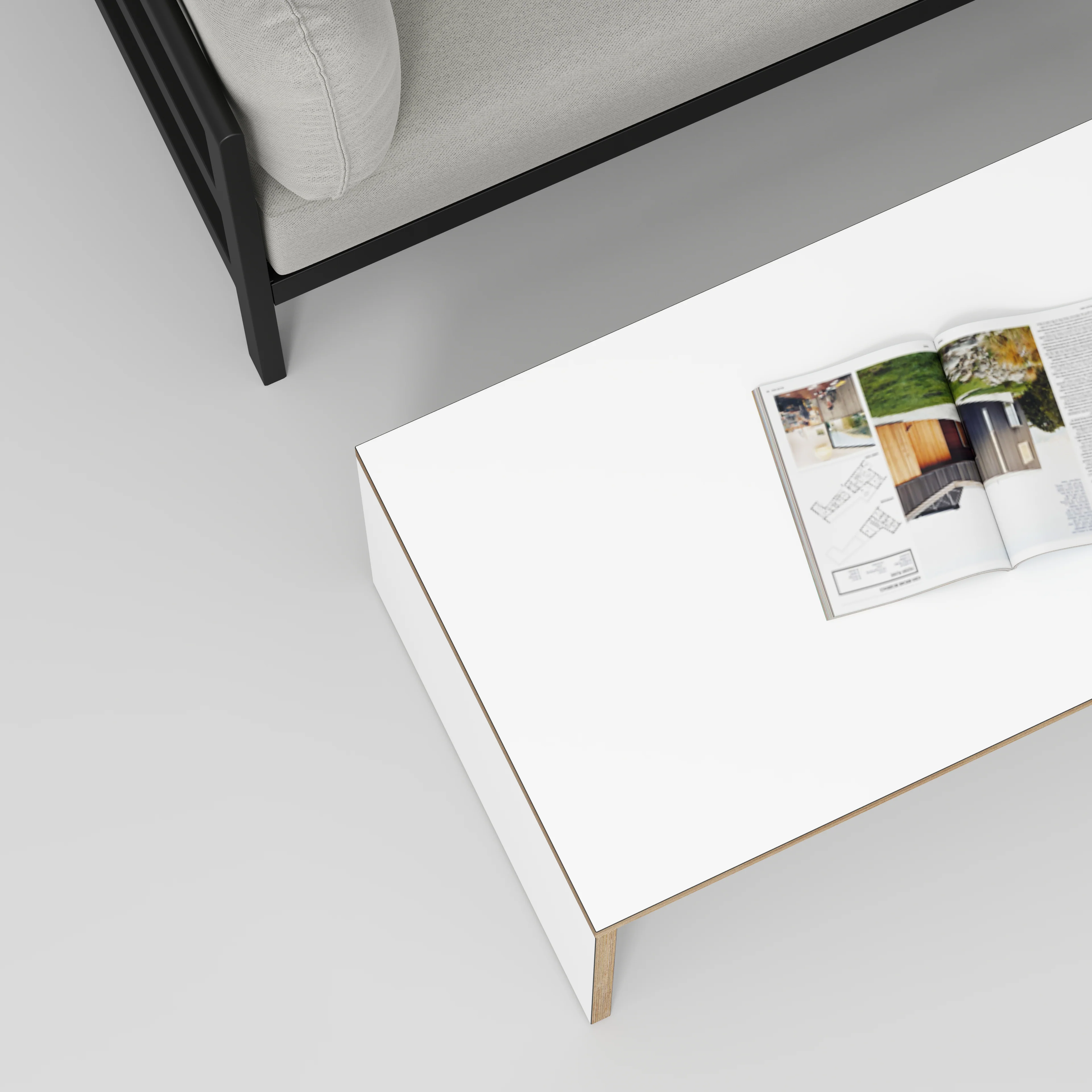 Plywood Coffee Table with Solid Sides - Formica White - 1200(w) x 600(d) x 450(h) - Image 3