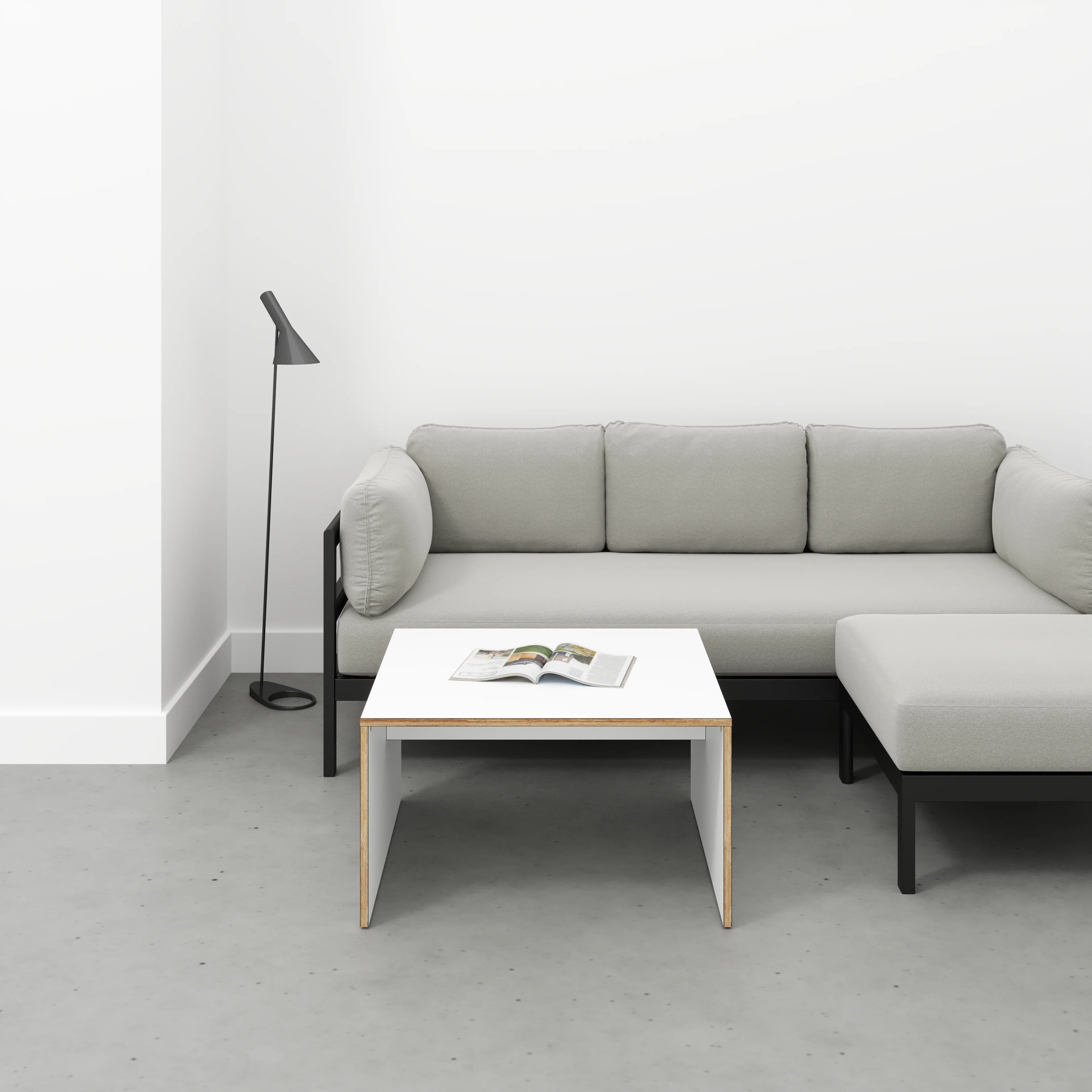 Plywood Coffee Table with Solid Sides - Formica White - 800(w) x 800(d) - Image 2
