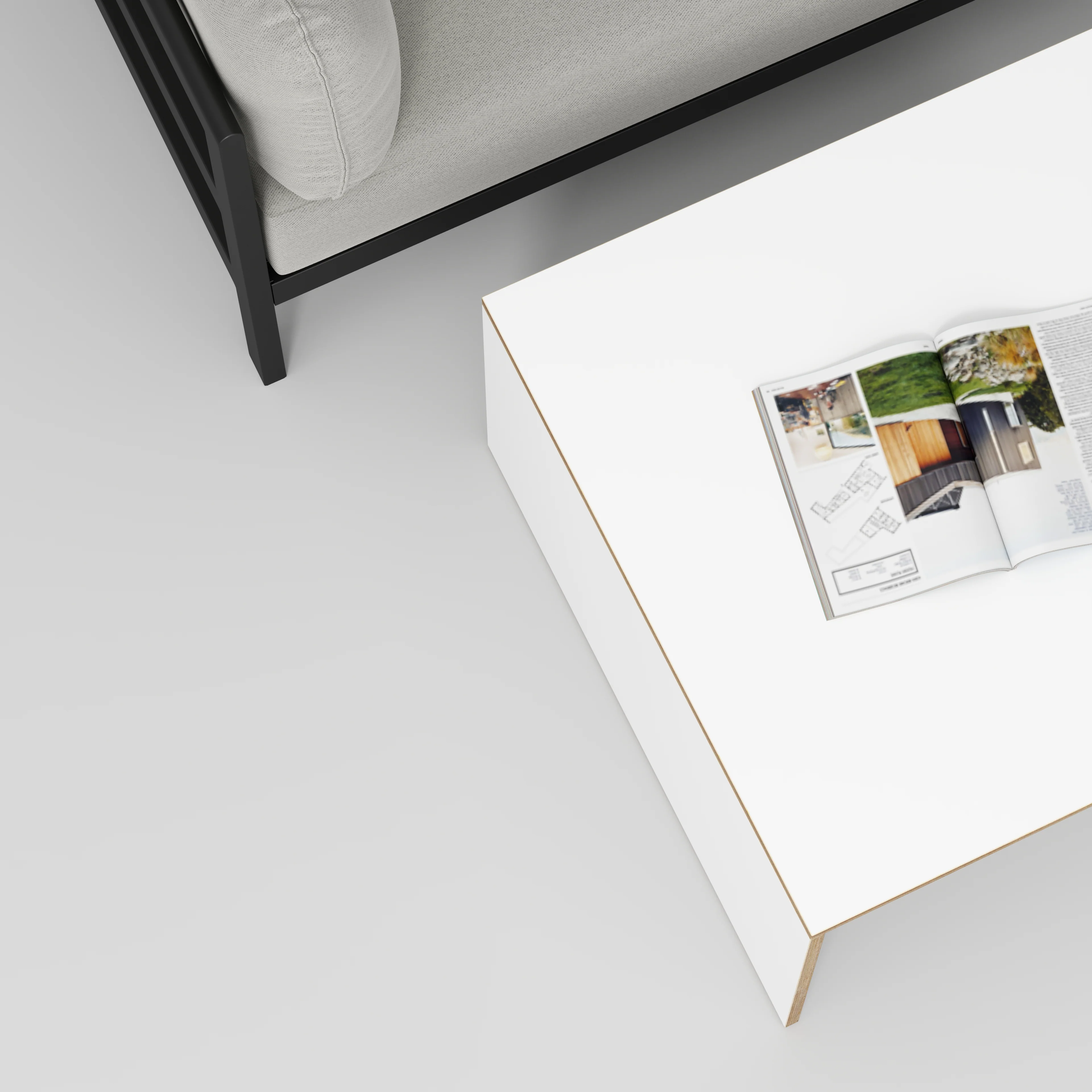 Plywood Coffee Table with Solid Sides - Formica White - 800(w) x 800(d) - Image 3