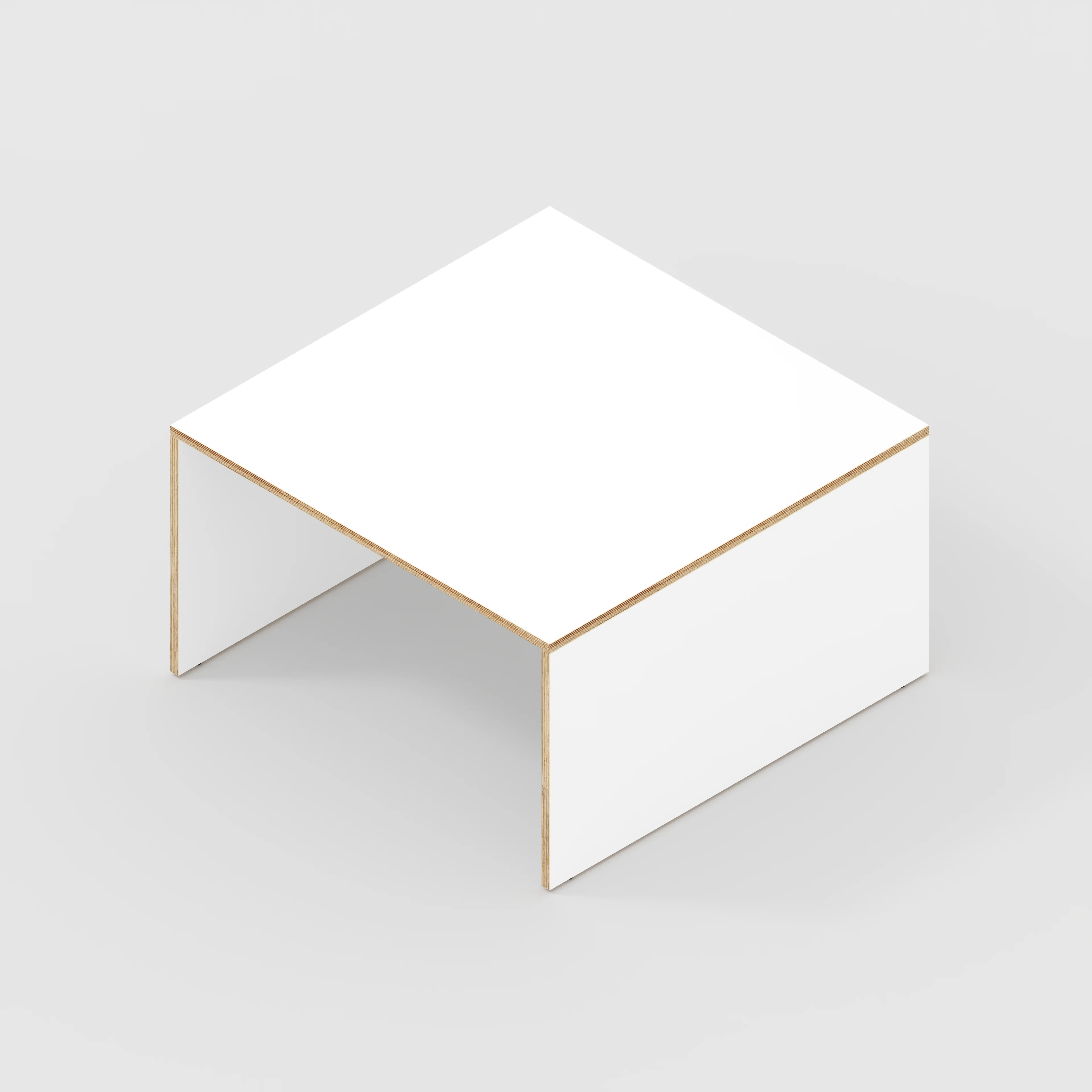 Plywood Coffee Table with Solid Sides - Formica White - 800(w) x 800(d) - Image 5