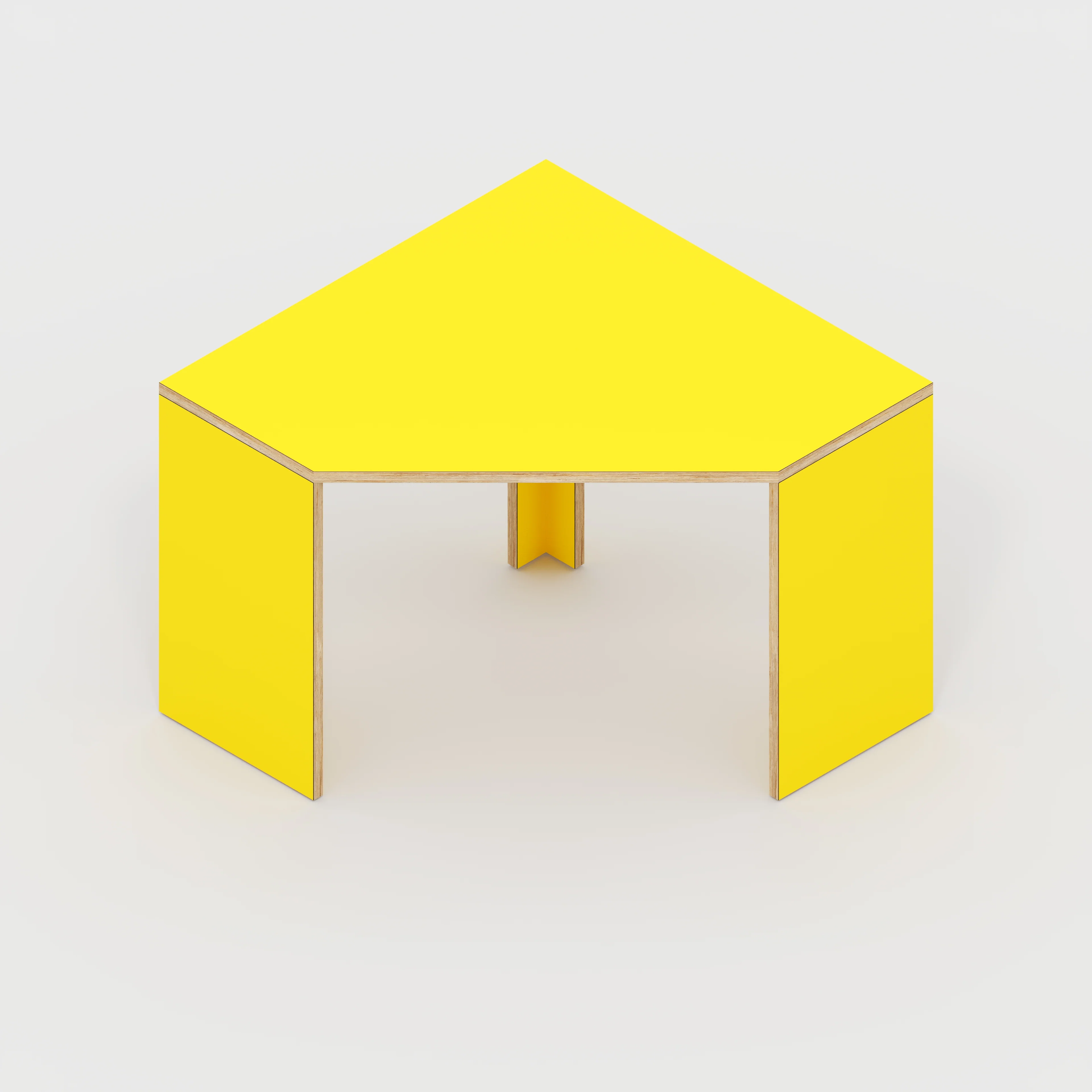 Plywood Corner Desk with Solid Sides - Formica Chrome Yellow - 1000(w) x 1000(d) x 750(h) - Image 5