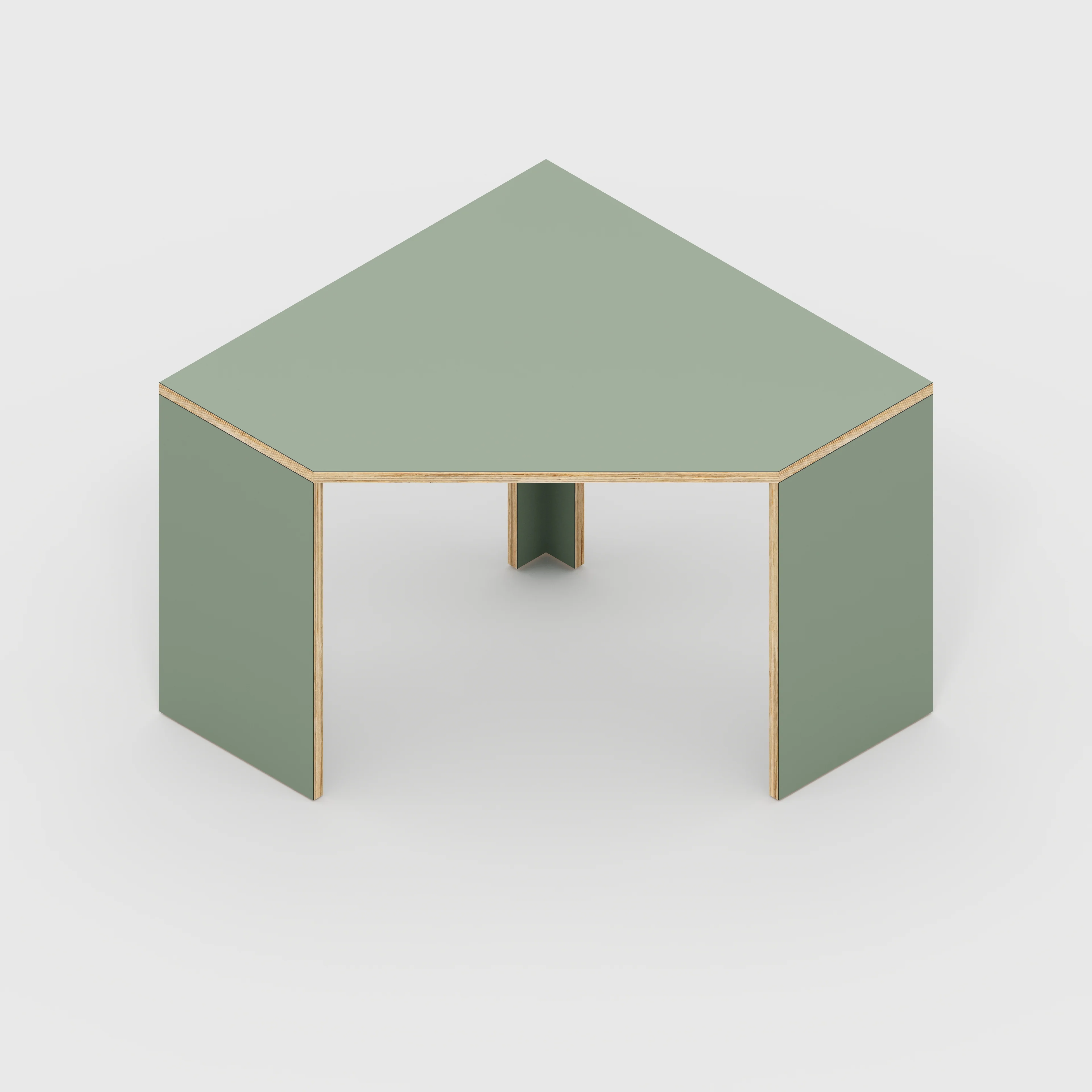 Plywood Corner Desk with Solid Sides - Formica Green Slate - 1000(w) x 1000(d) x 750(h) - Image 5