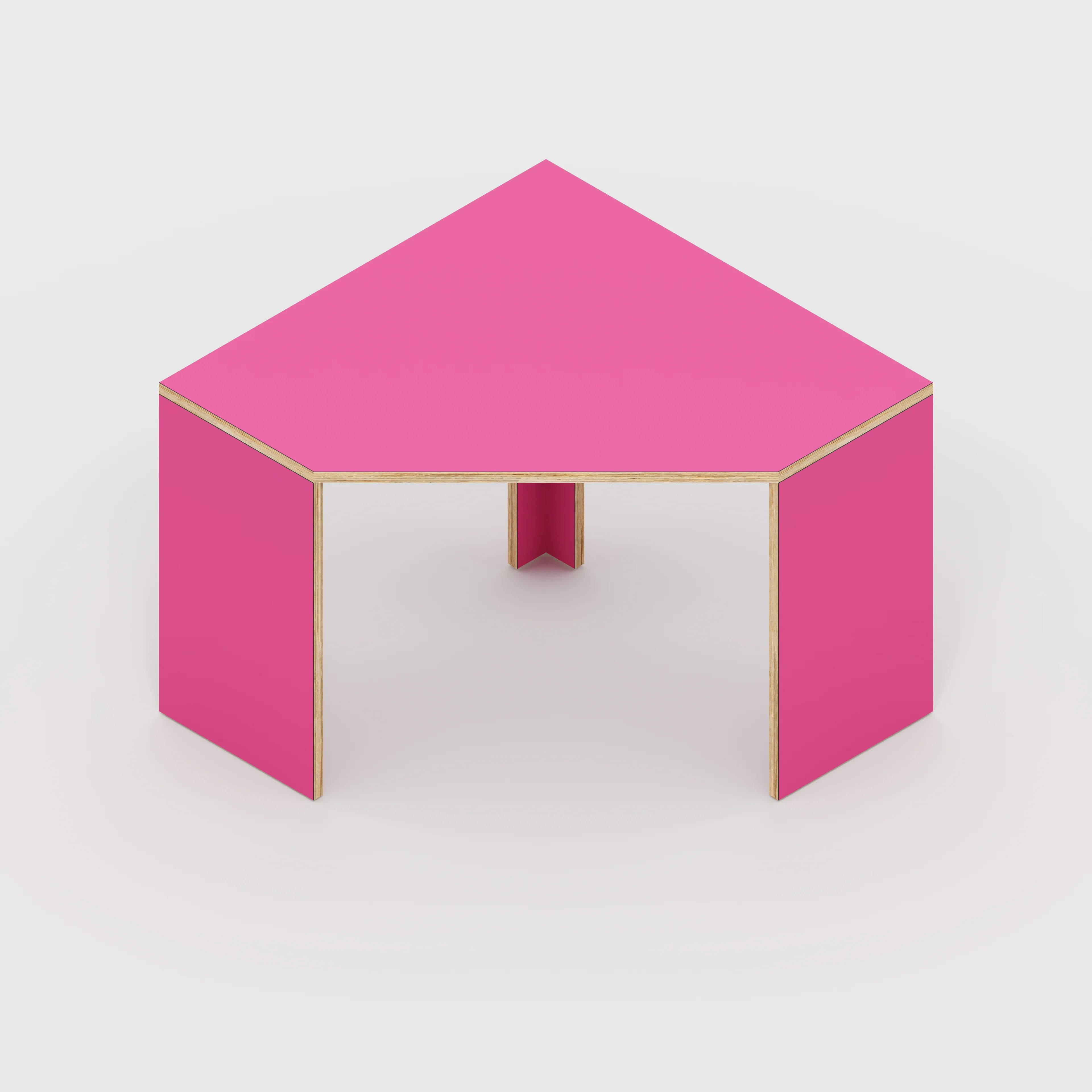 Plywood Corner Desk with Solid Sides - Formica Juicy Pink - 1000(w) x 1000(d) x 750(h) - Image 5