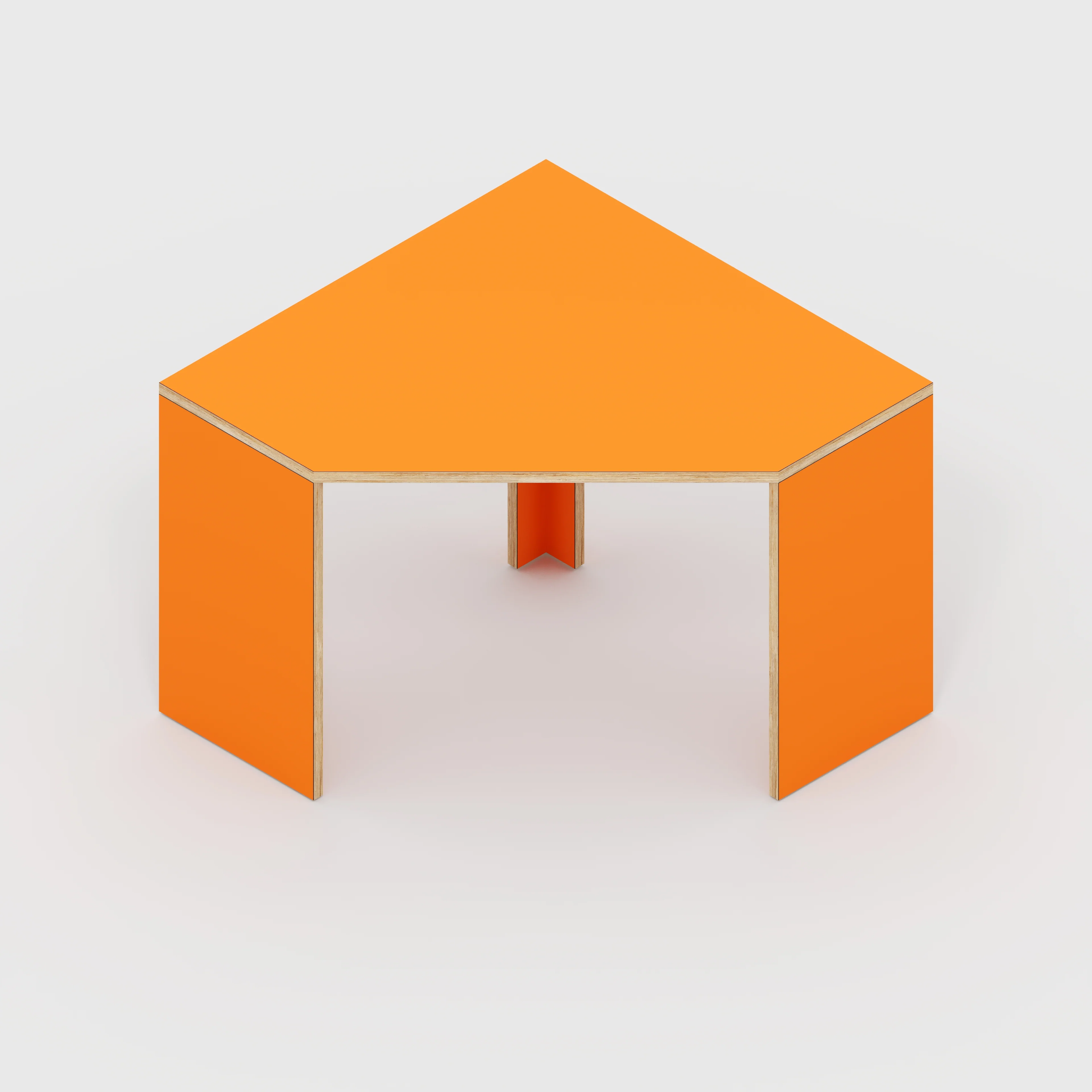 Plywood Corner Desk with Solid Sides - Formica Levante Orange - 1000(w) x 1000(d) x 750(h) - Image 5