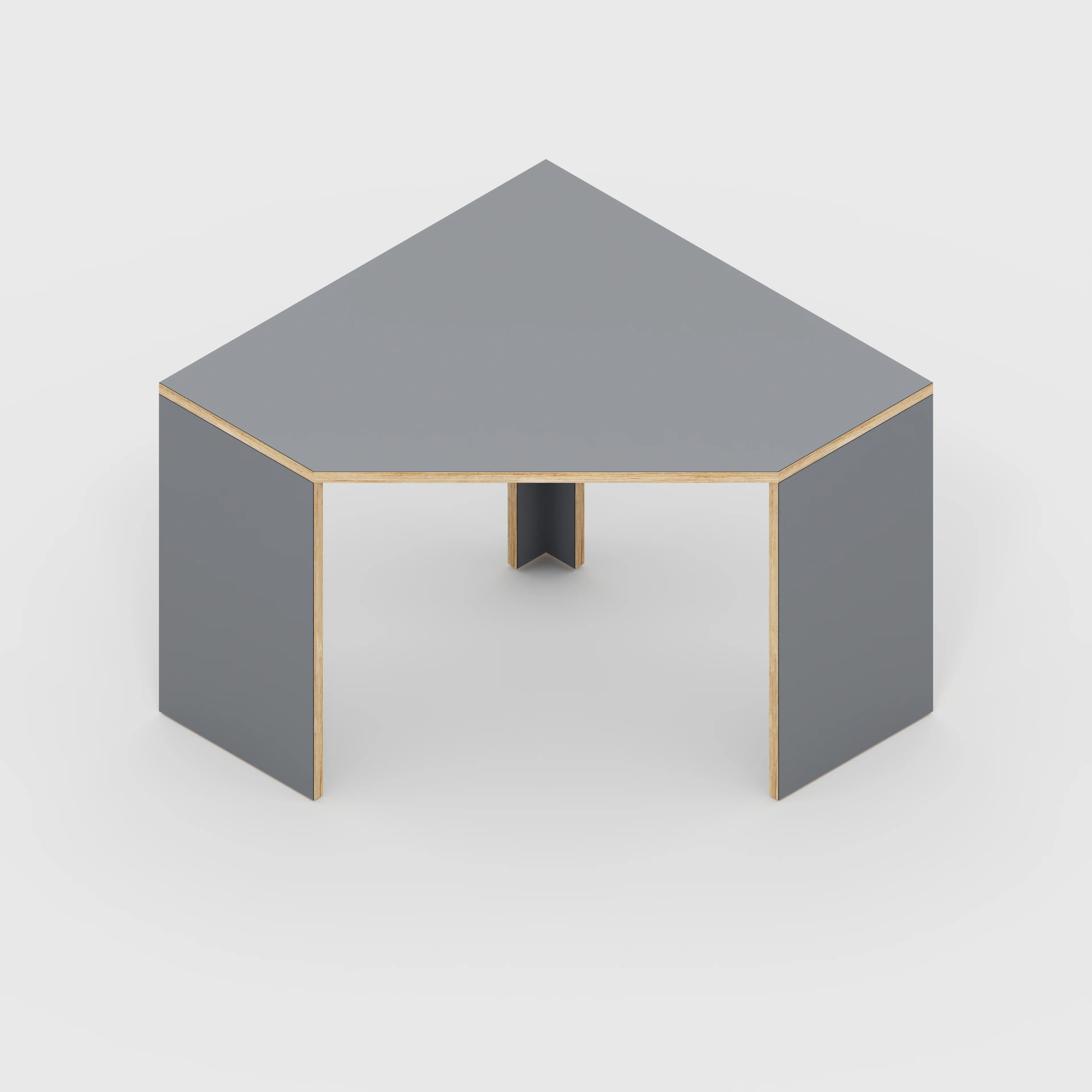 Plywood Corner Desk with Solid Sides - Formica Tornado Grey - 1000(w) x 1000(d) x 750(h) - Image 5
