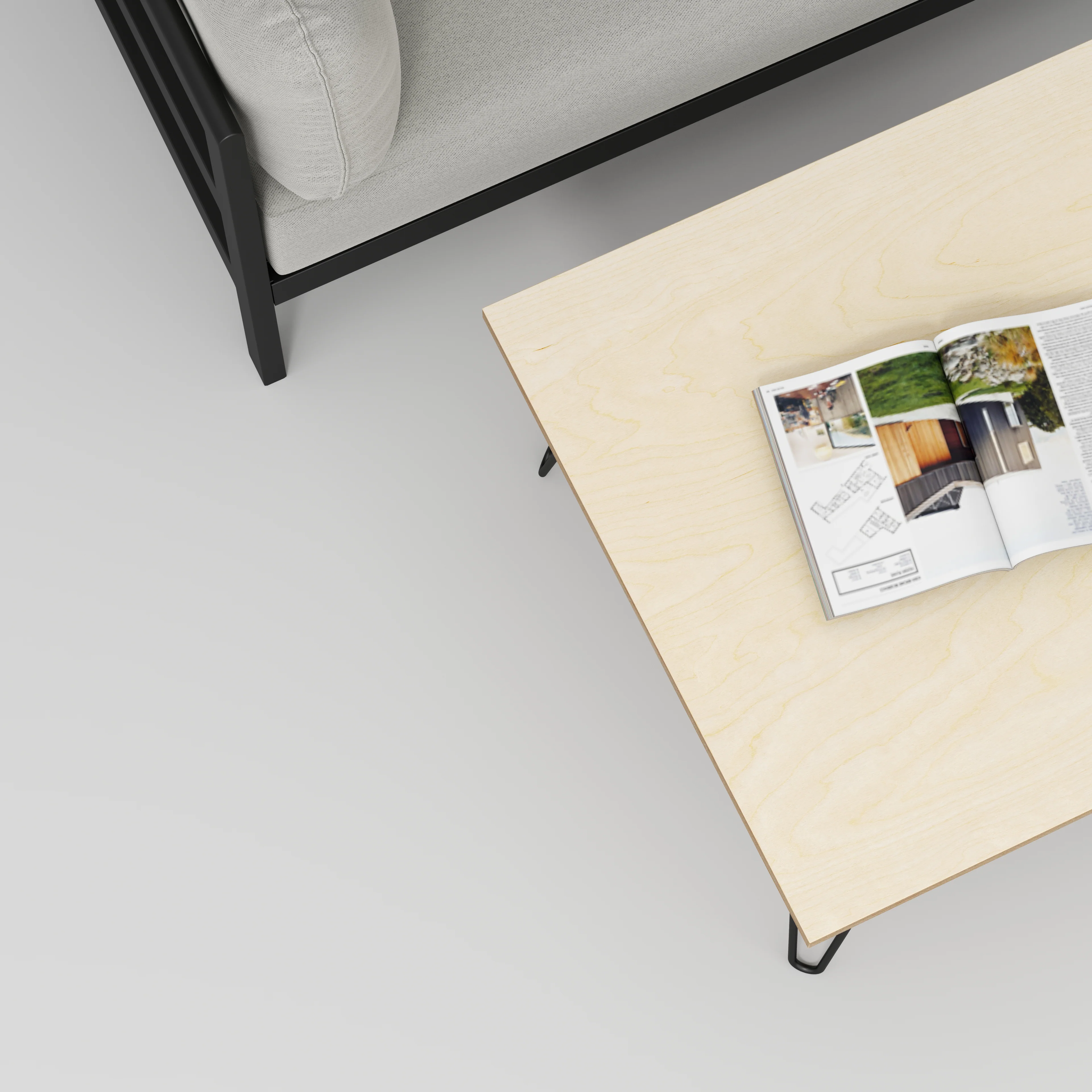 Custom Plywood Coffee Table with Hairpin Legs - Image 3