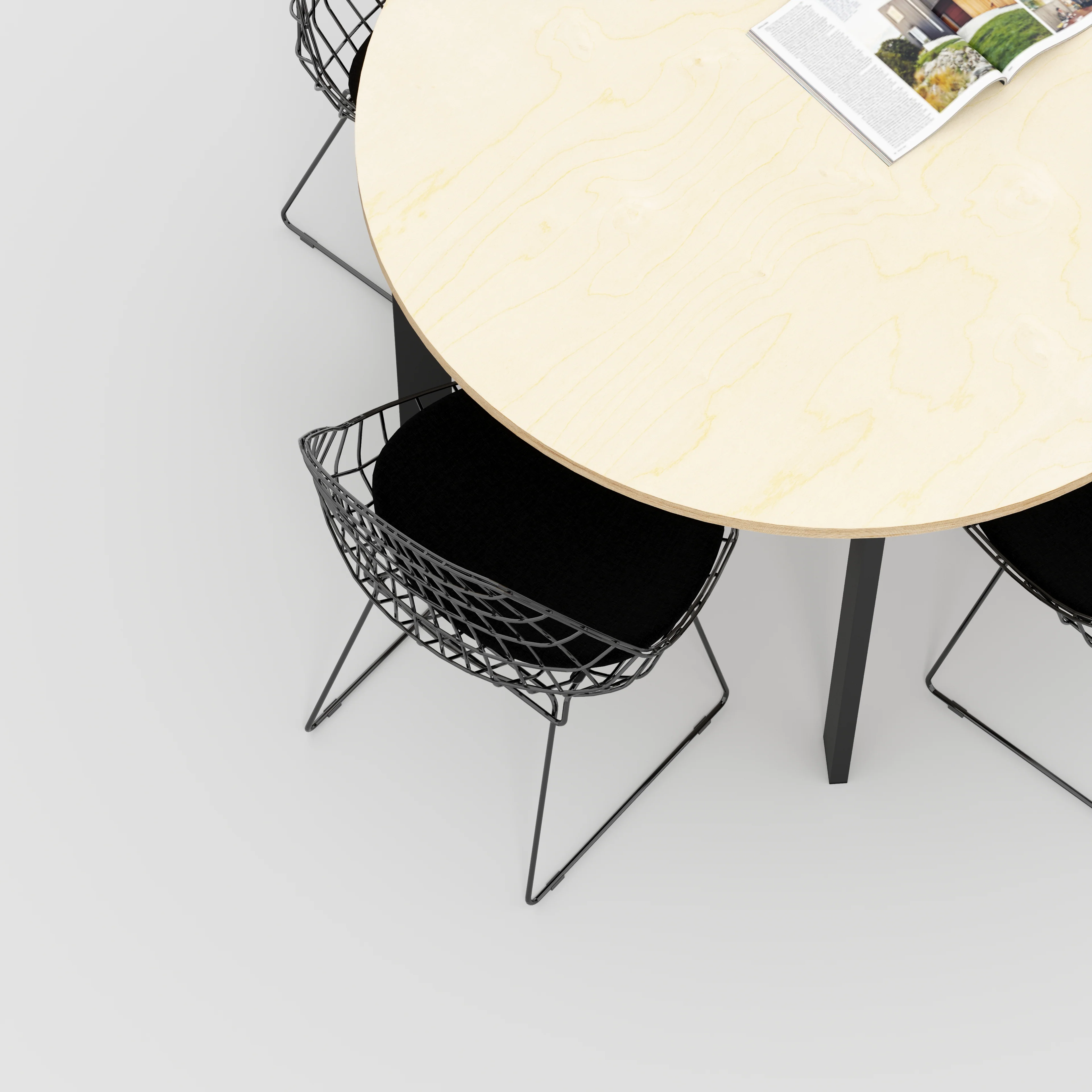 Custom Plywood Round Table with Rectangular Single Pin Legs - Image 3