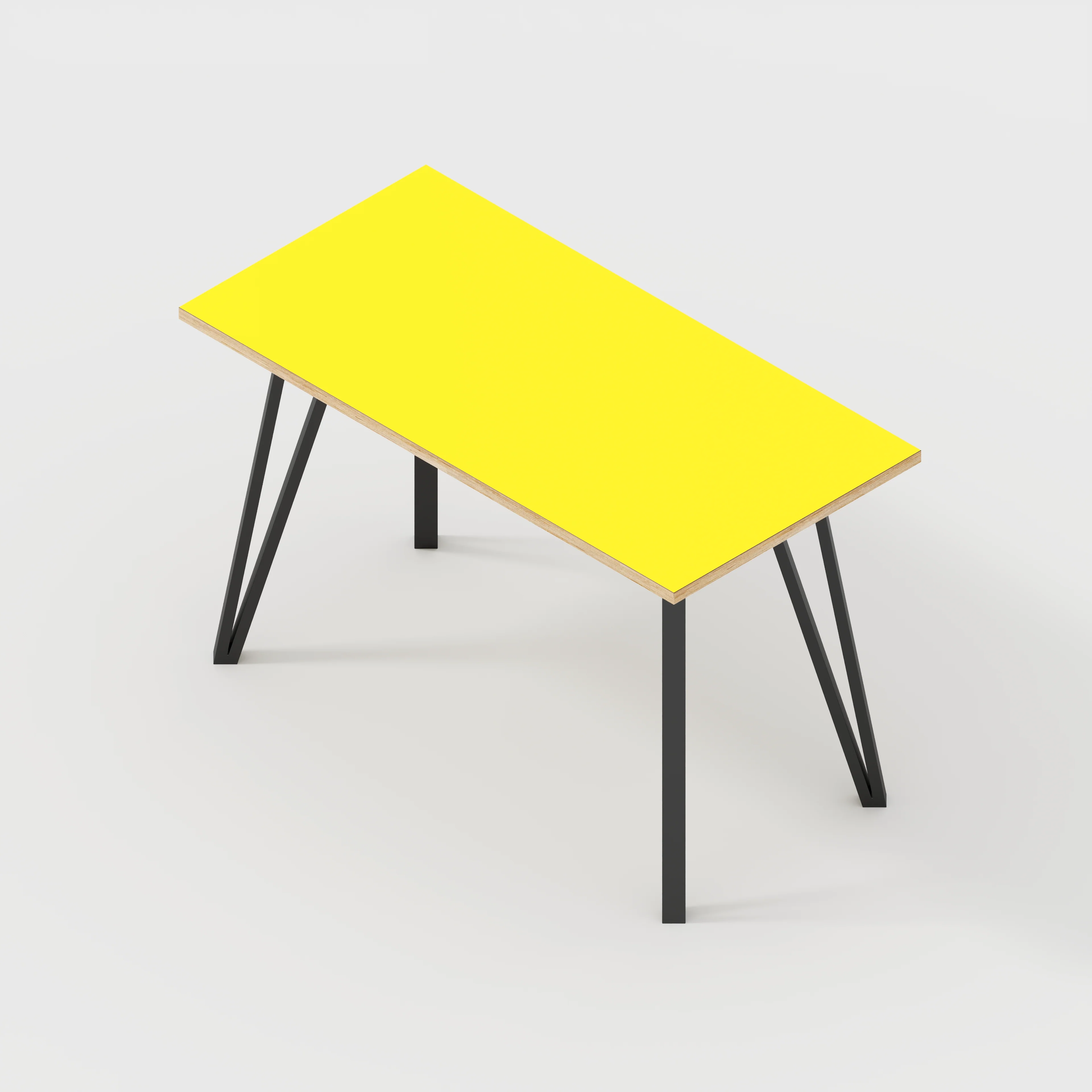 Plywood Desk with Black Box Hairpin Legs - Formica Chrome Yellow - 1200(w) x 600(d) x 735(h) - Image 5
