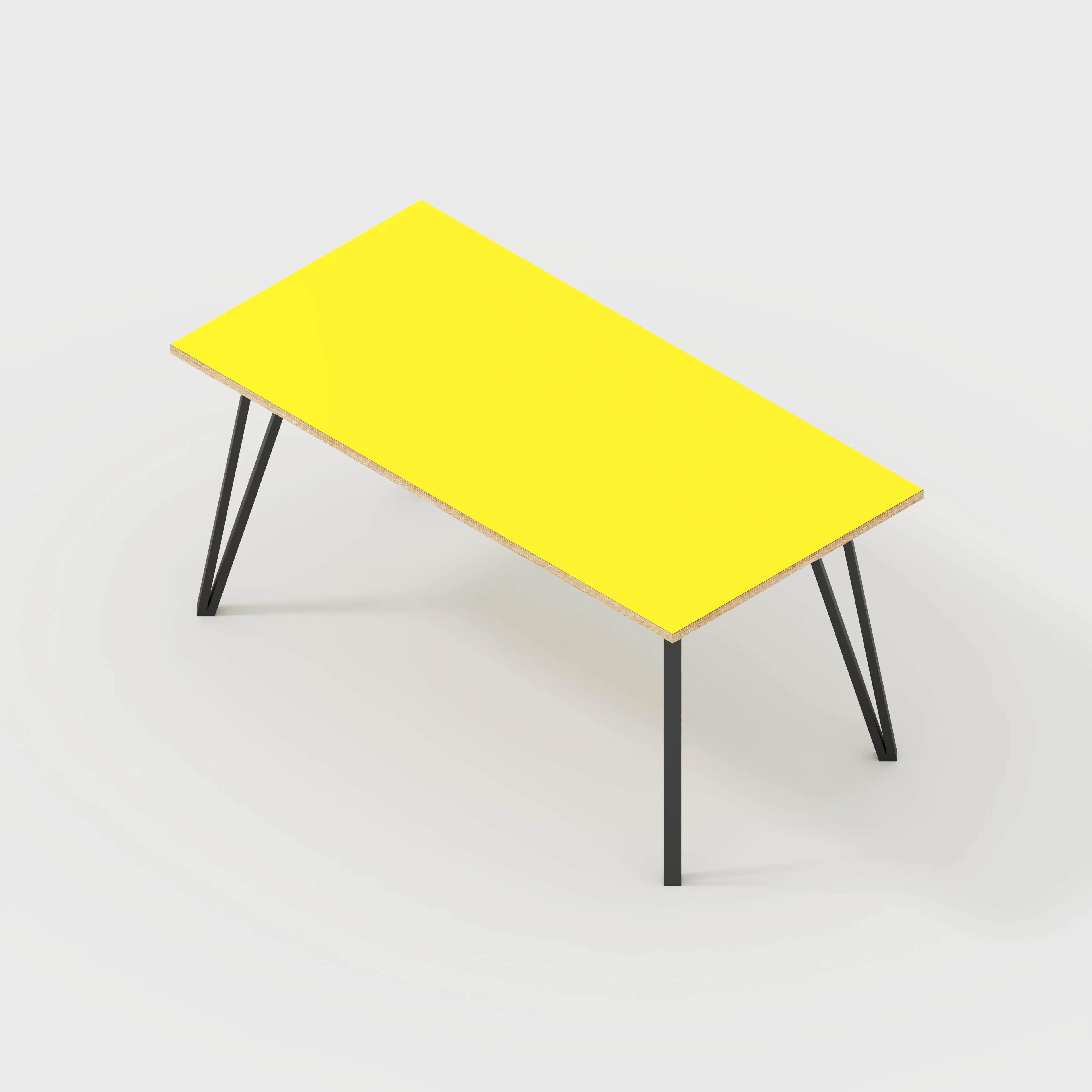 Plywood Desk with Black Box Hairpin Legs - Formica Chrome Yellow - 1600(w) x 800(d) x 735(h) - Image 5