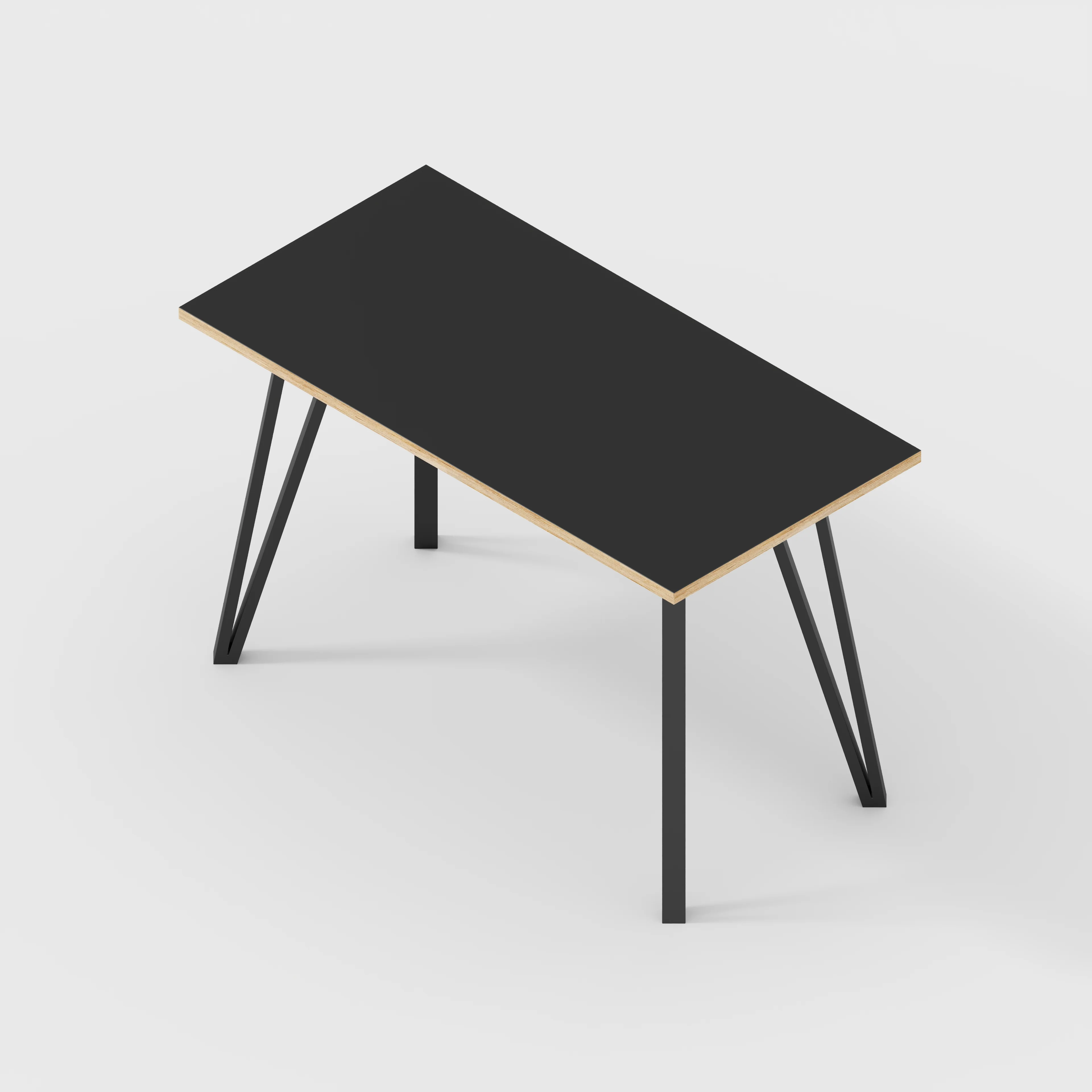 Plywood Desk with Black Box Hairpin Legs - Formica Diamond Black - 1200(w) x 600(d) x 735(h) - Image 5
