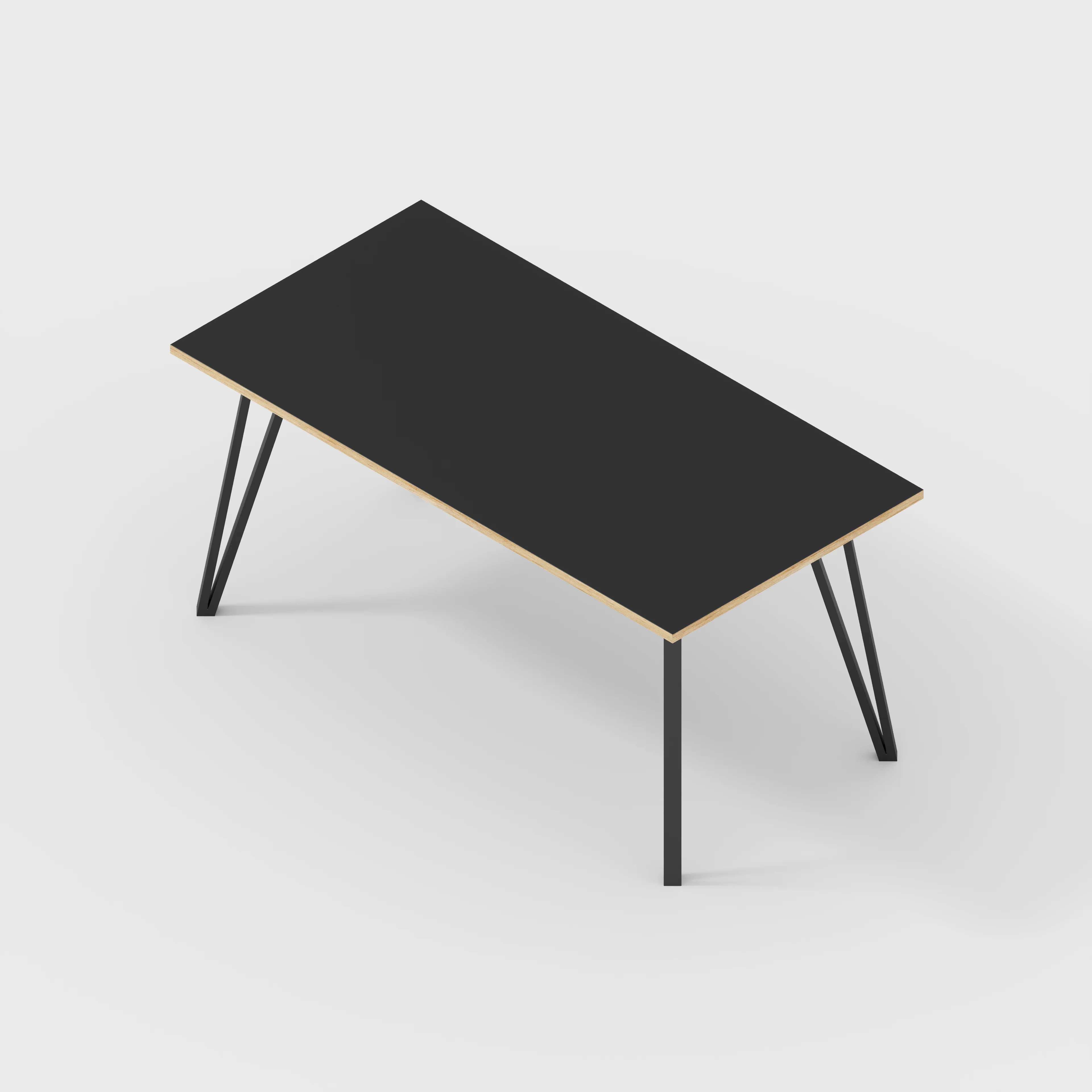 Plywood Desk with Black Box Hairpin Legs - Formica Diamond Black - 1600(w) x 800(d) x 735(h) - Image 5