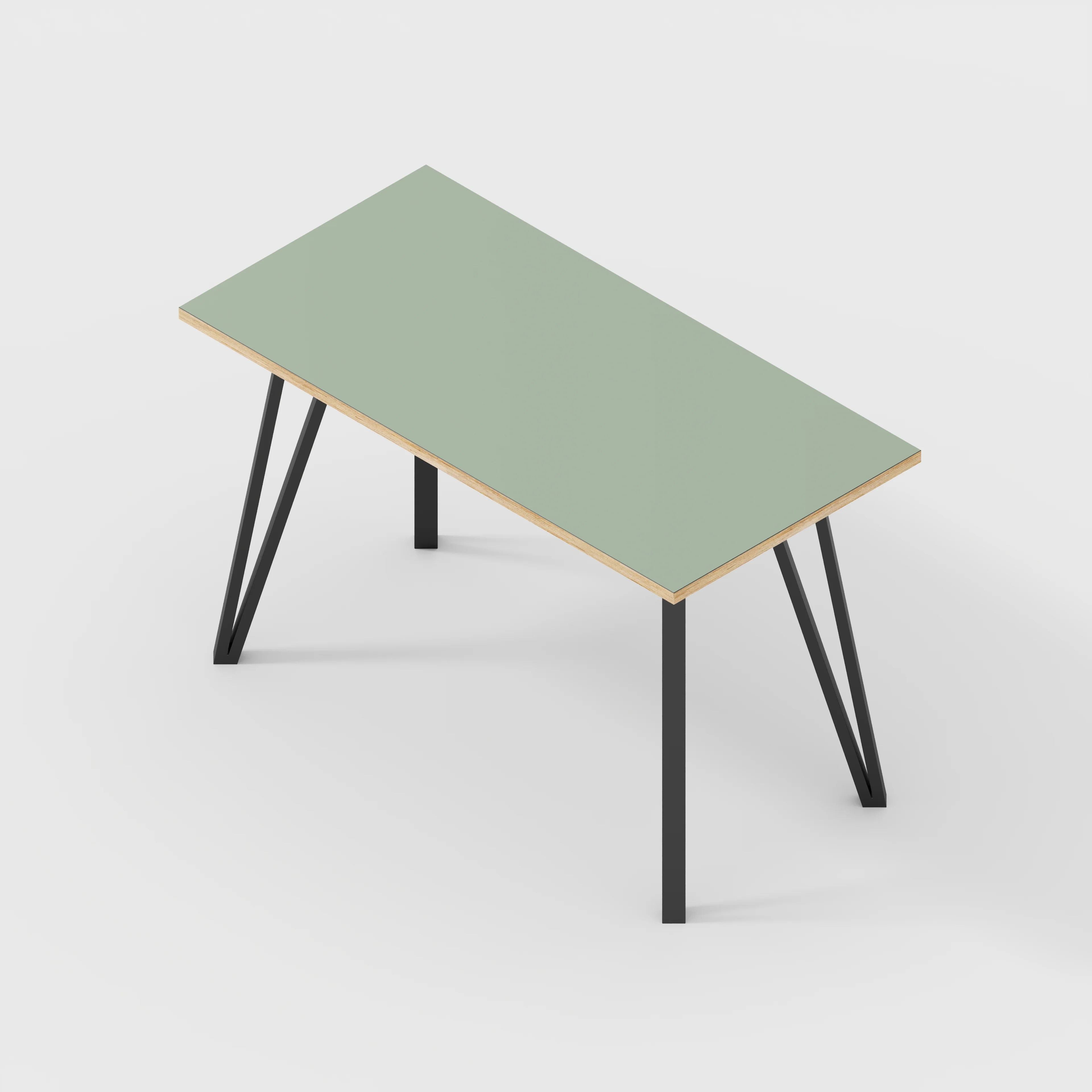 Plywood Desk with Black Box Hairpin Legs - Formica Green Slate - 1200(w) x 600(d) x 735(h) - Image 5