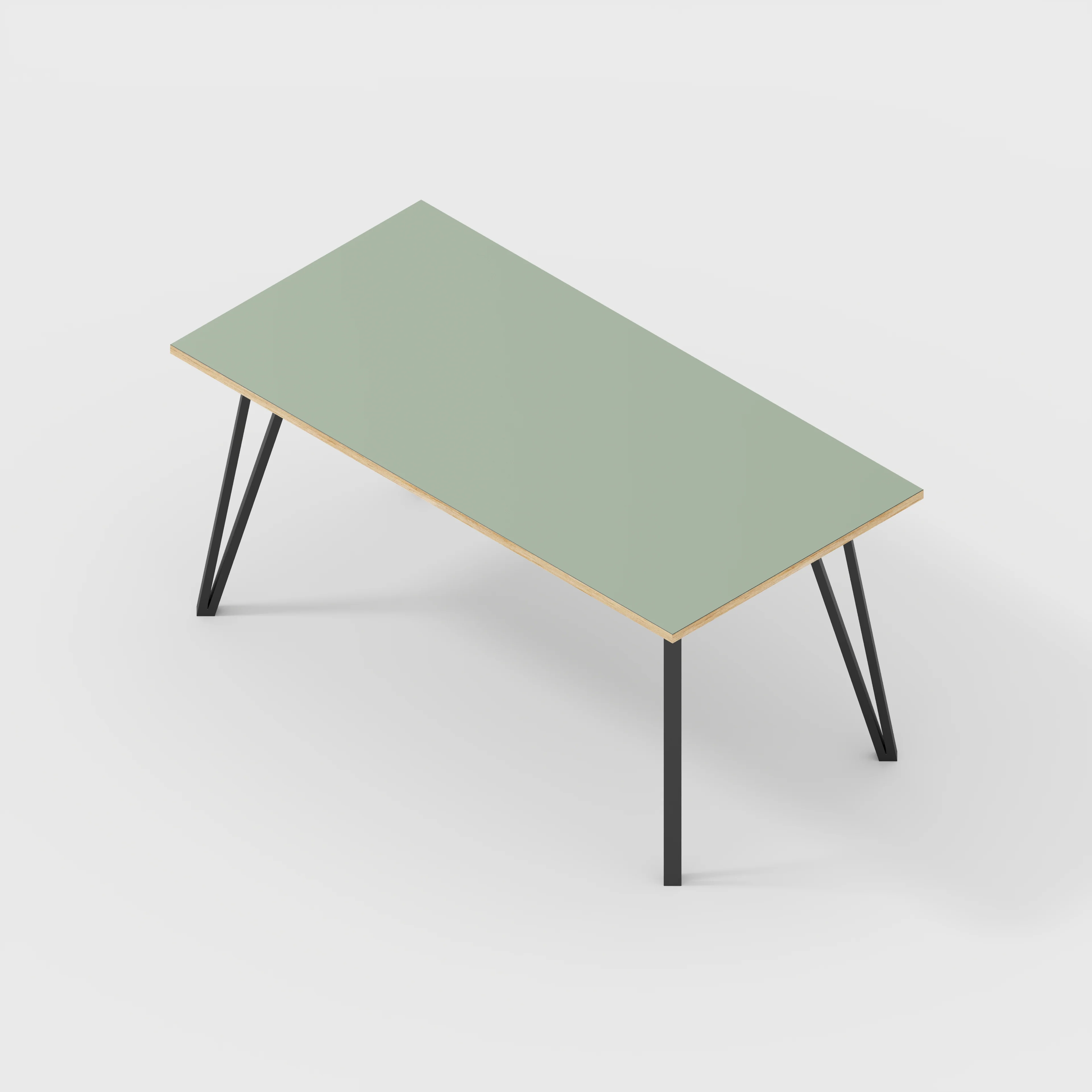 Plywood Desk with Black Box Hairpin Legs - Formica Green Slate - 1600(w) x 800(d) x 735(h) - Image 5