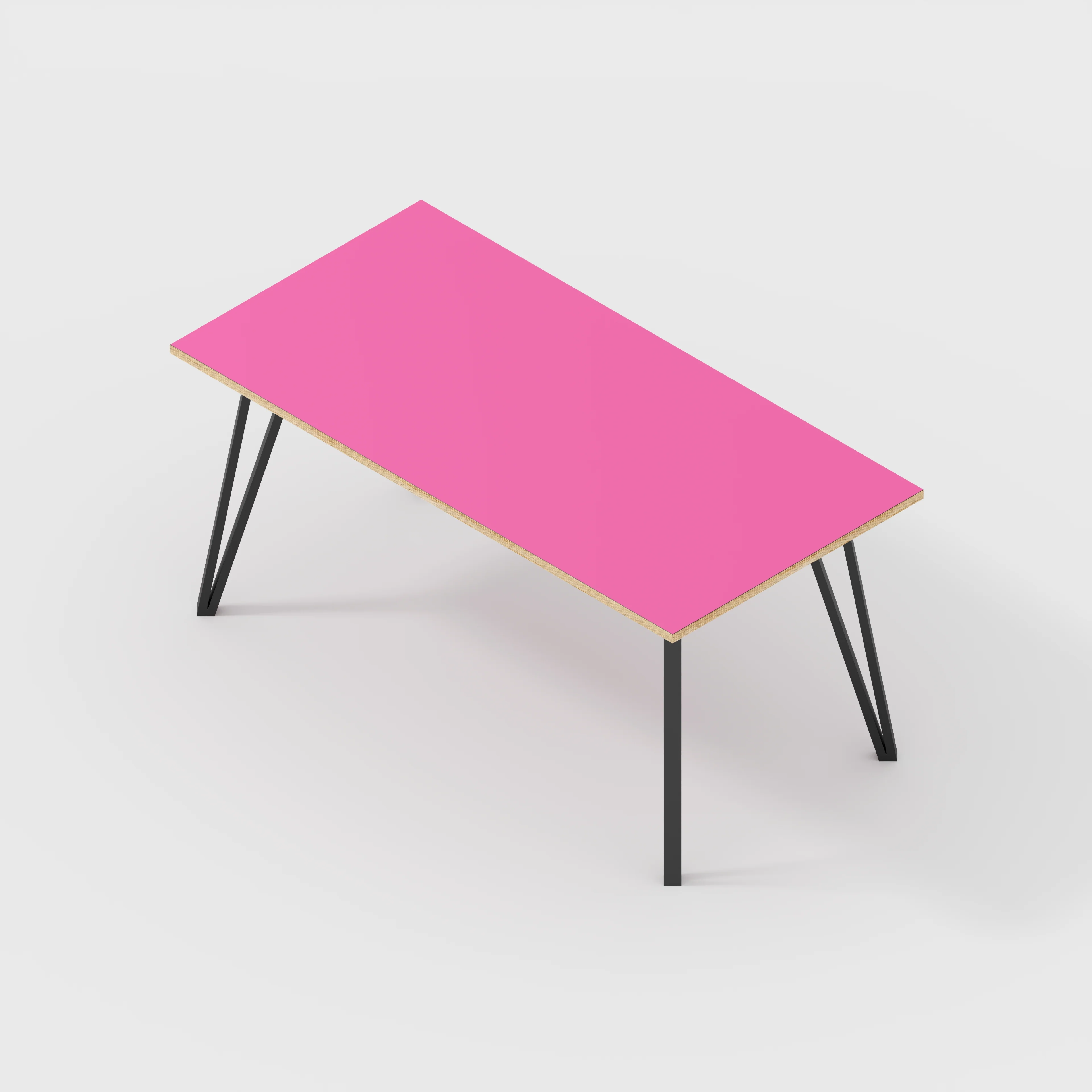 Plywood Desk with Black Box Hairpin Legs - Formica Juicy Pink - 1600(w) x 800(d) x 735(h) - Image 5