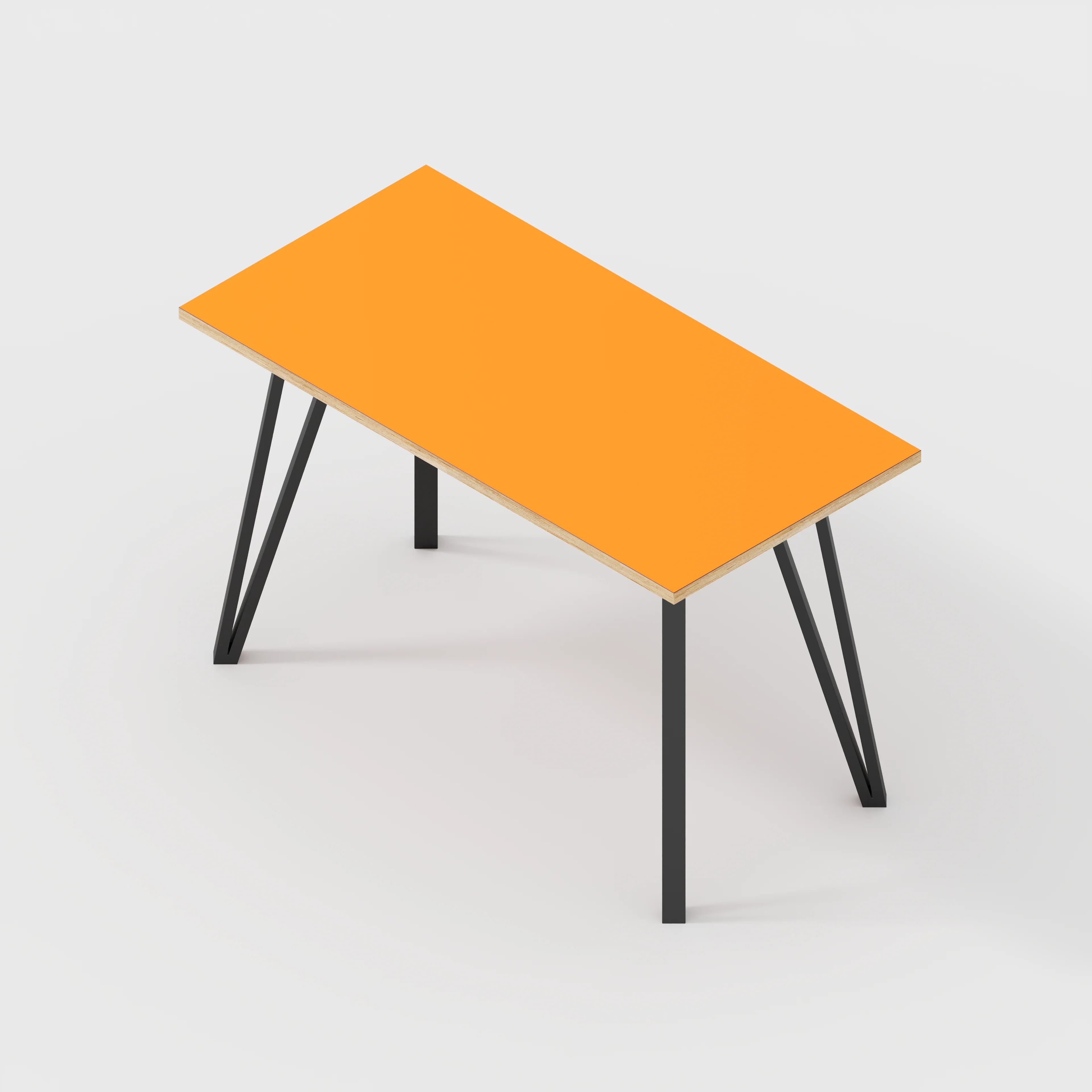 Plywood Desk with Black Box Hairpin Legs - Formica Levante Orange - 1200(w) x 600(d) x 735(h) - Image 5