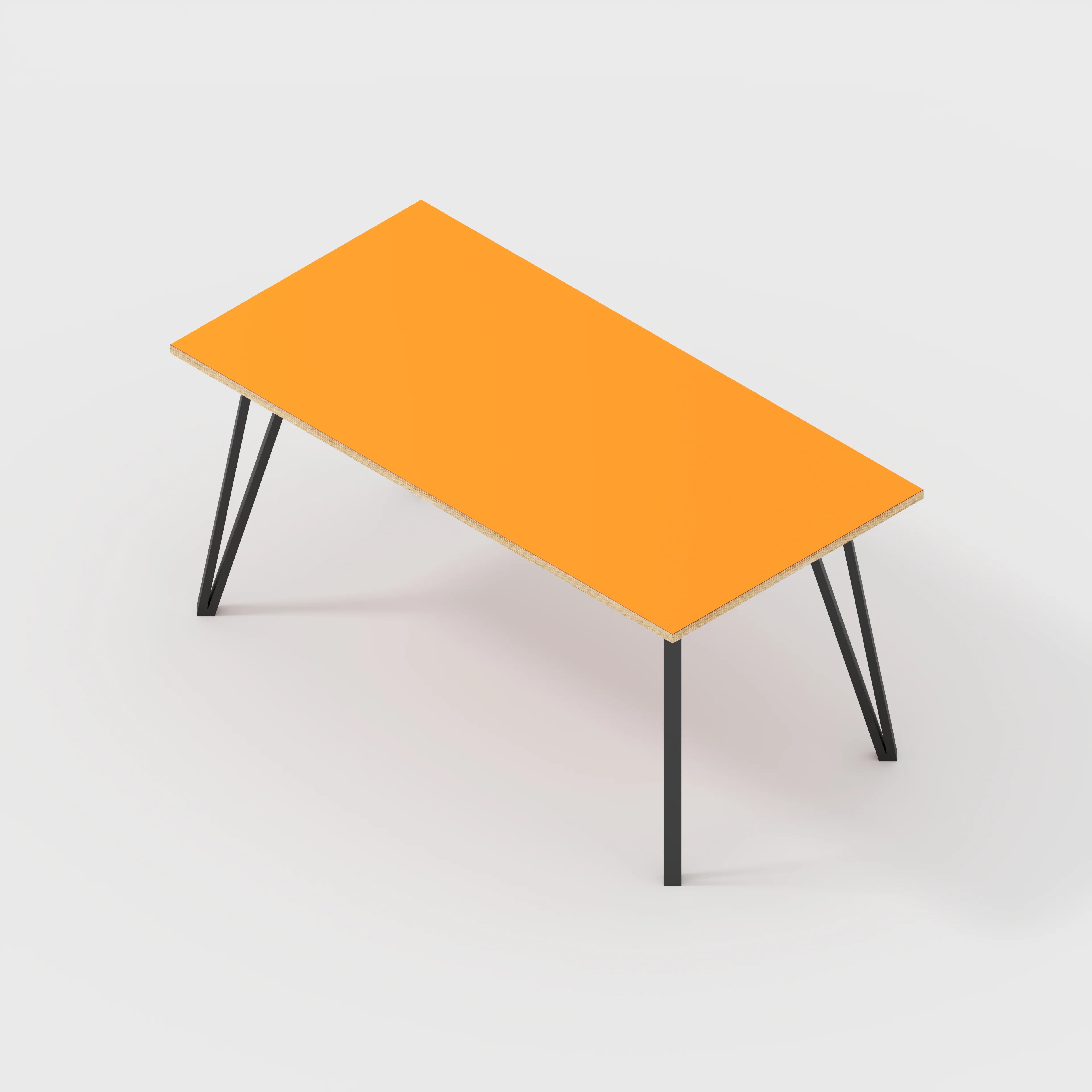 Plywood Desk with Black Box Hairpin Legs - Formica Levante Orange - 1600(w) x 800(d) x 735(h) - Image 5