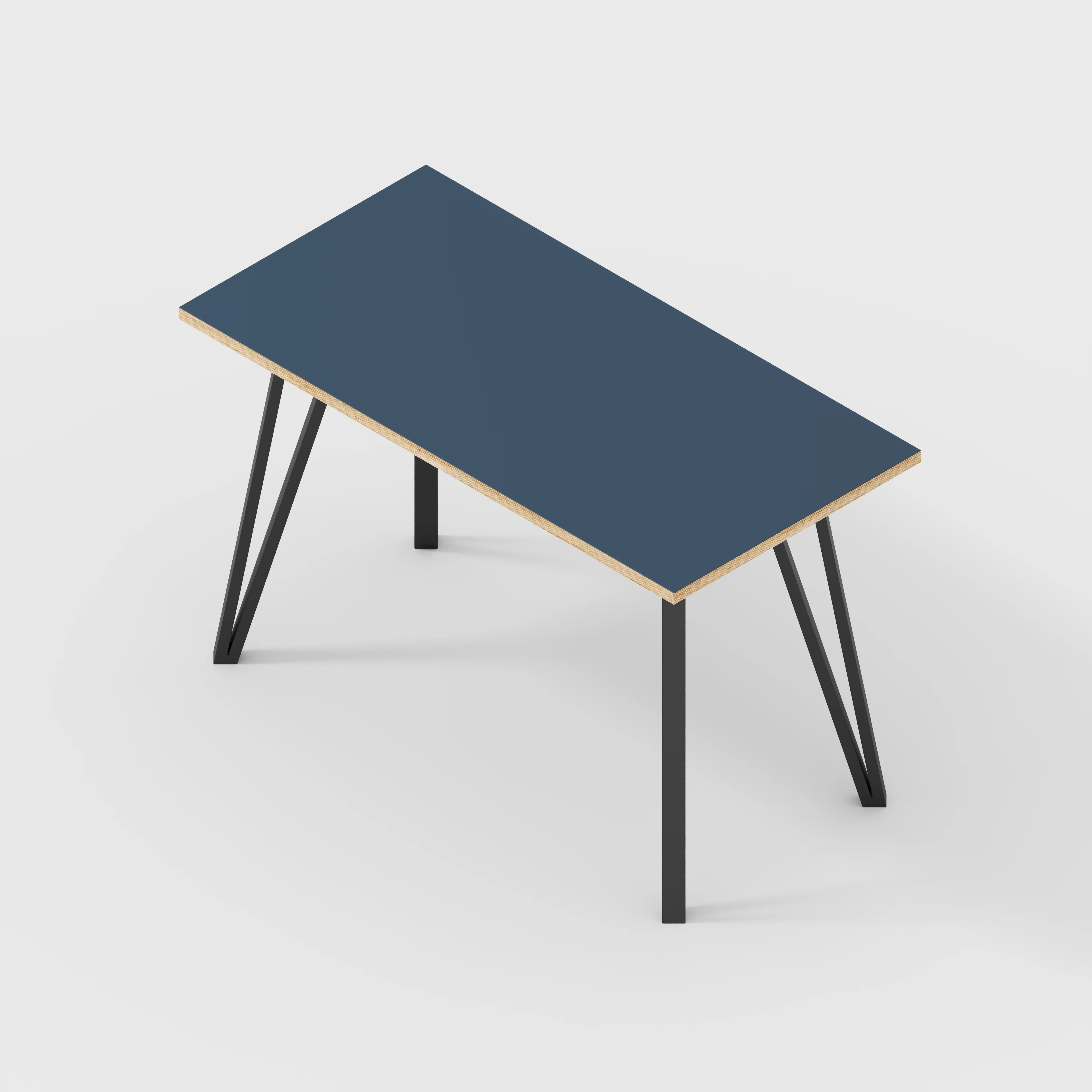 Plywood Desk with Black Box Hairpin Legs - Formica Night Sea Blue - 1200(w) x 600(d) x 735(h) - Image 5