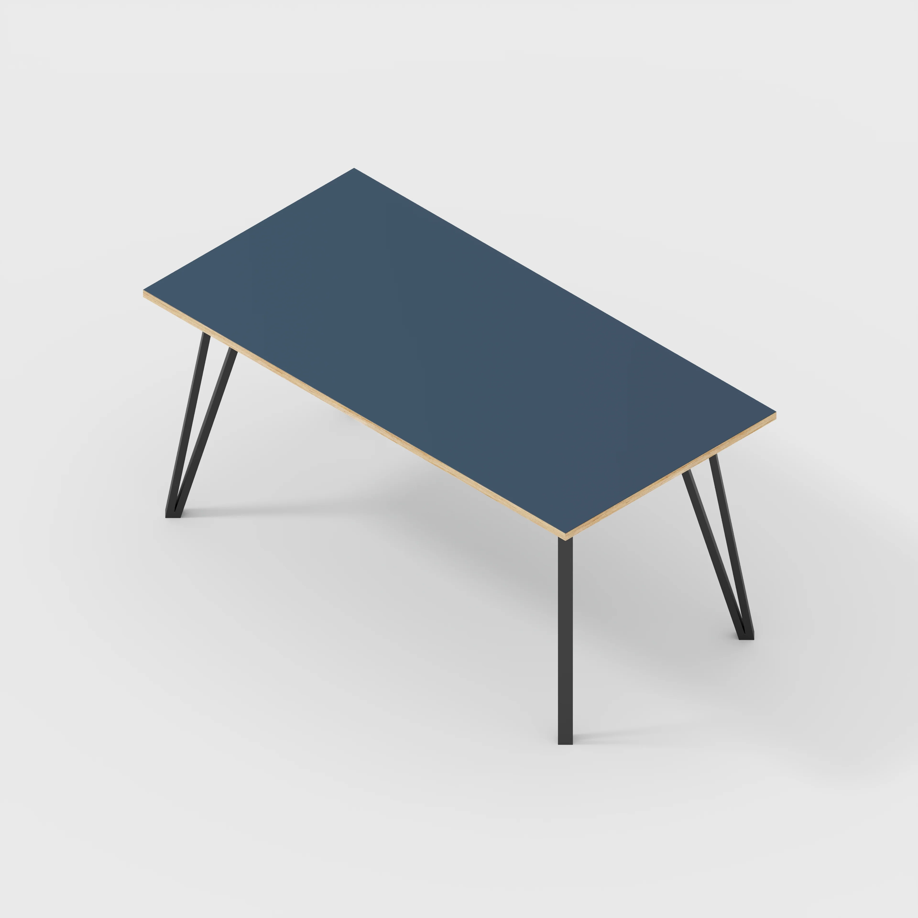 Plywood Desk with Black Box Hairpin Legs - Formica Night Sea Blue - 1600(w) x 800(d) x 735(h) - Image 5