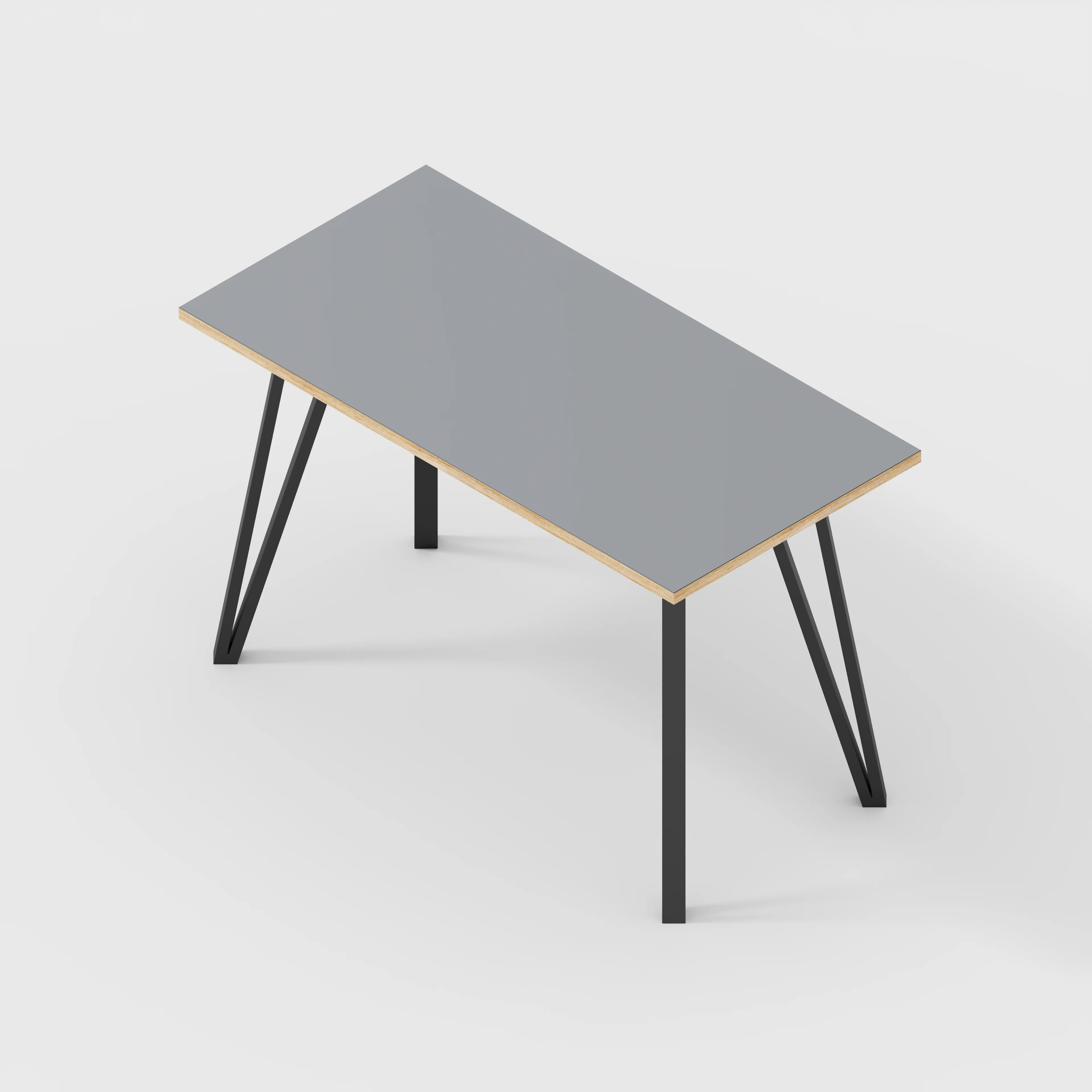 Plywood Desk with Black Box Hairpin Legs - Formica Tornado Grey - 1200(w) x 600(d) x 735(h) - Image 5