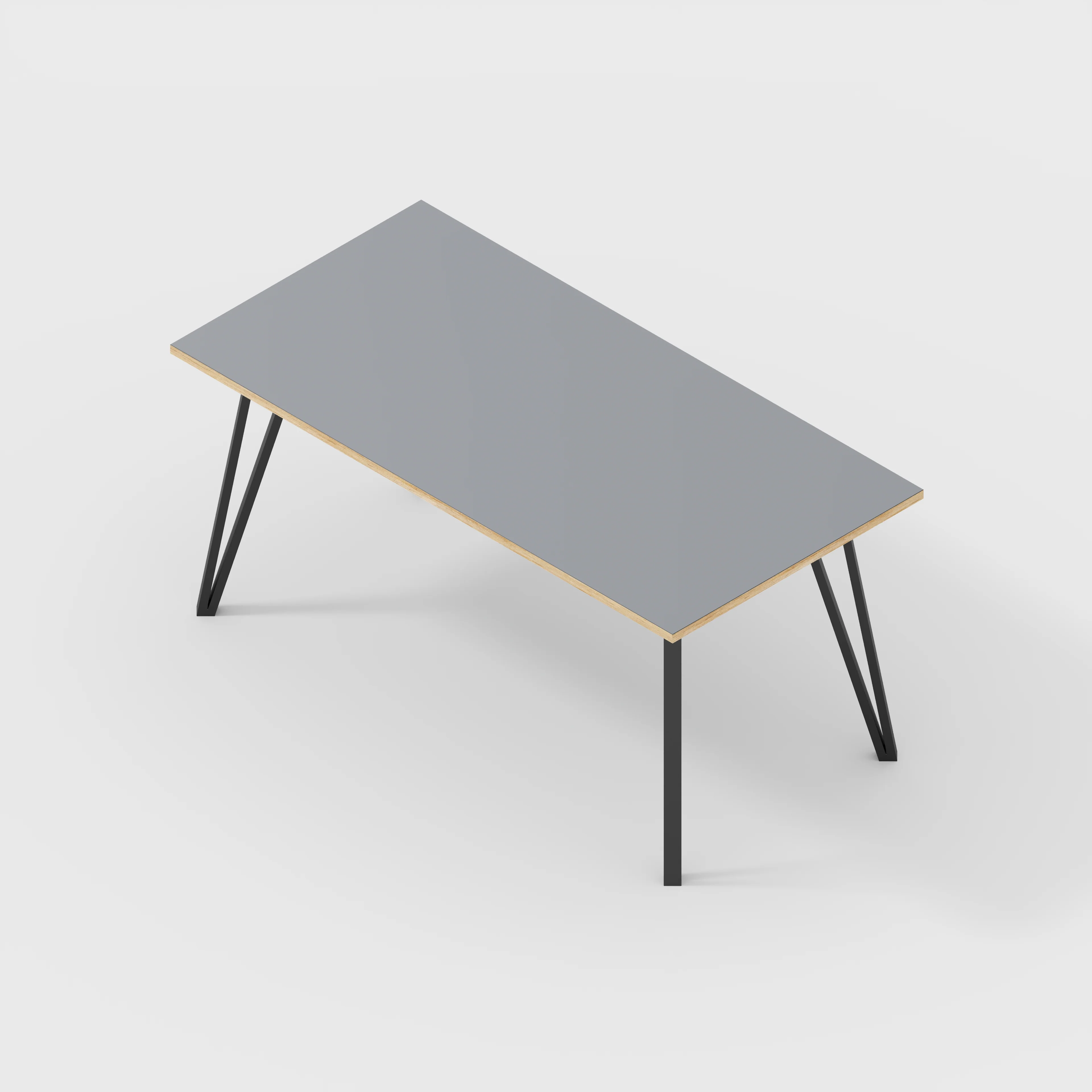 Plywood Desk with Black Box Hairpin Legs - Formica Tornado Grey - 1600(w) x 800(d) x 735(h) - Image 5
