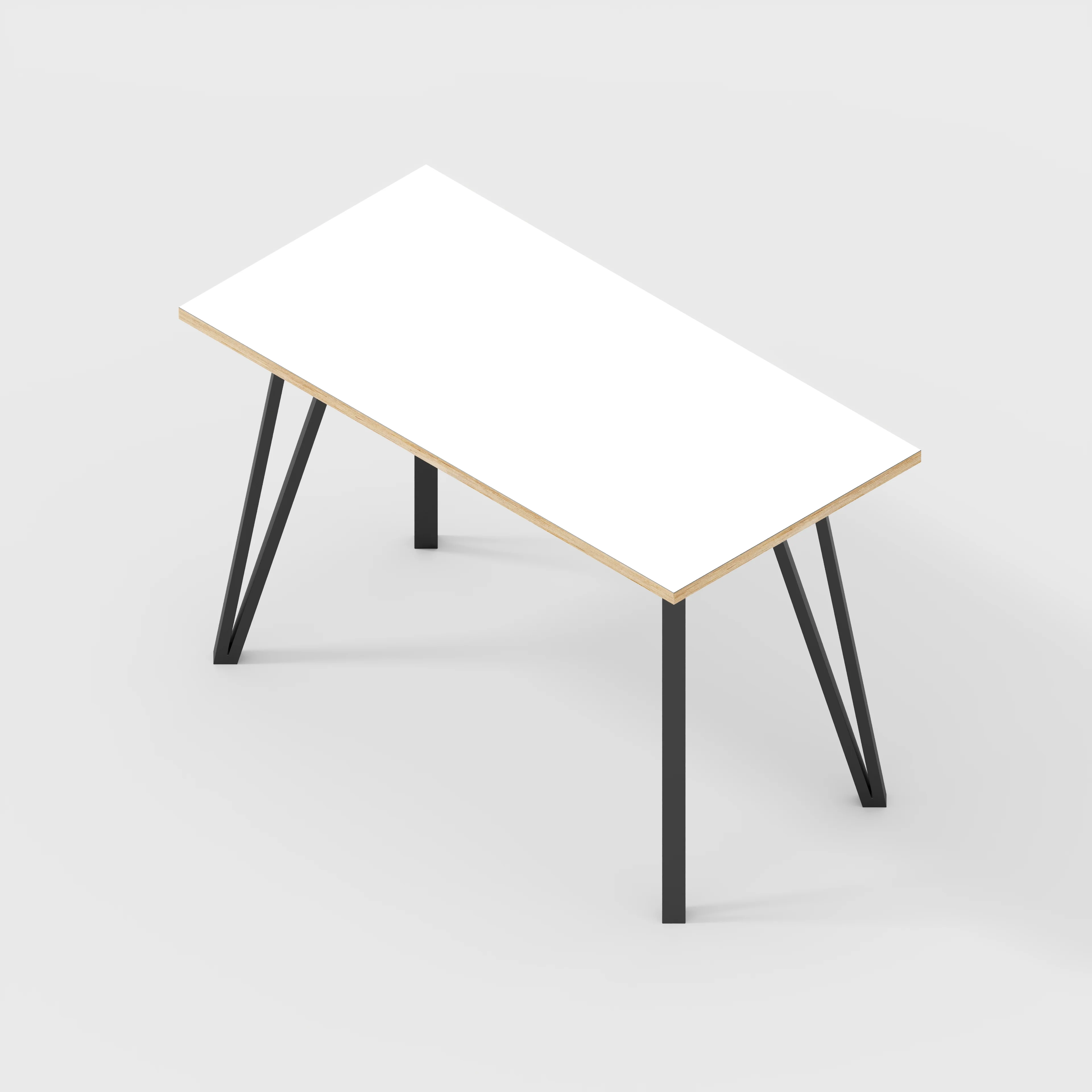 Plywood Desk with Black Box Hairpin Legs - Formica White - 1200(w) x 600(d) x 735(h) - Image 5