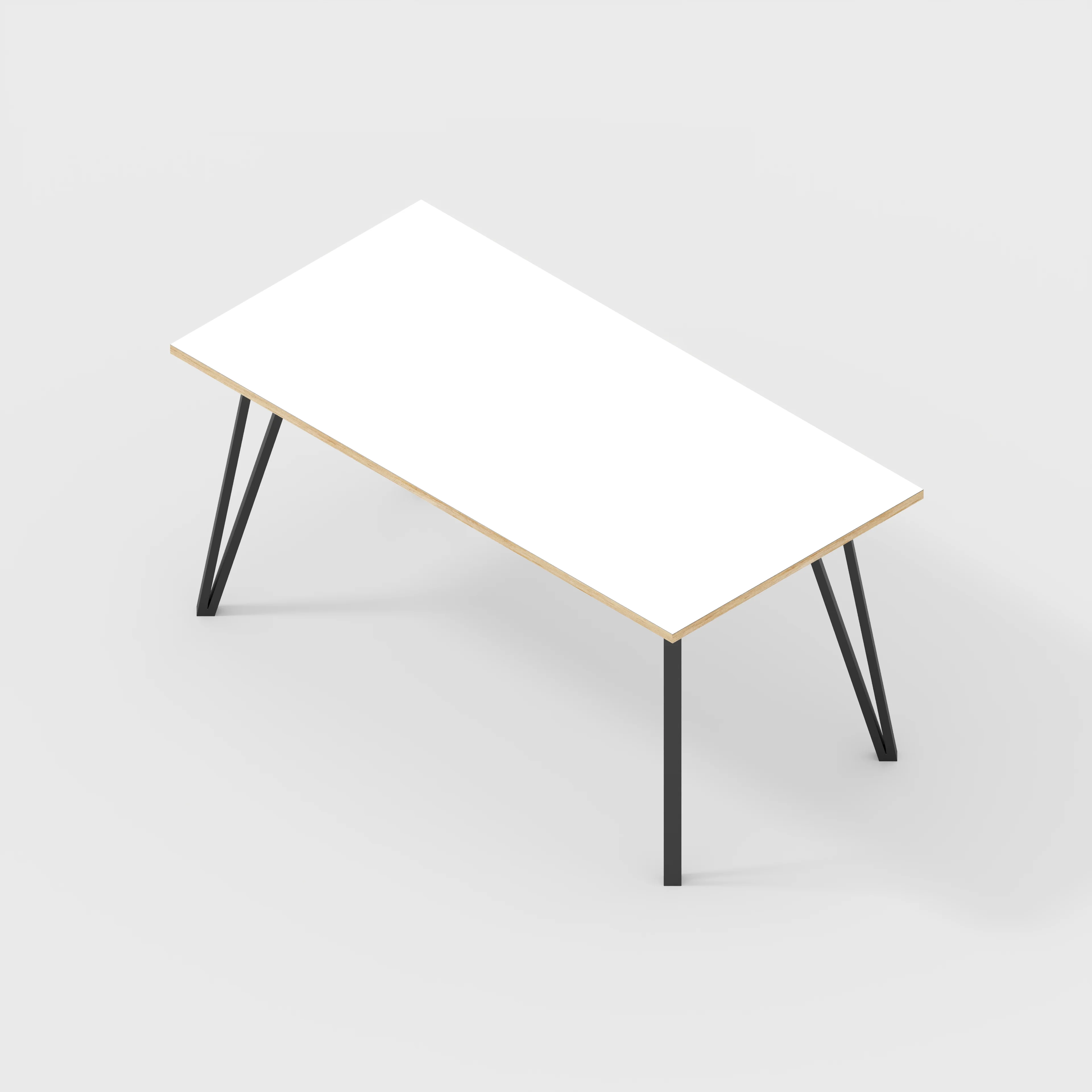 Plywood Desk with Black Box Hairpin Legs - Formica White - 1600(w) x 800(d) x 735(h) - Image 5