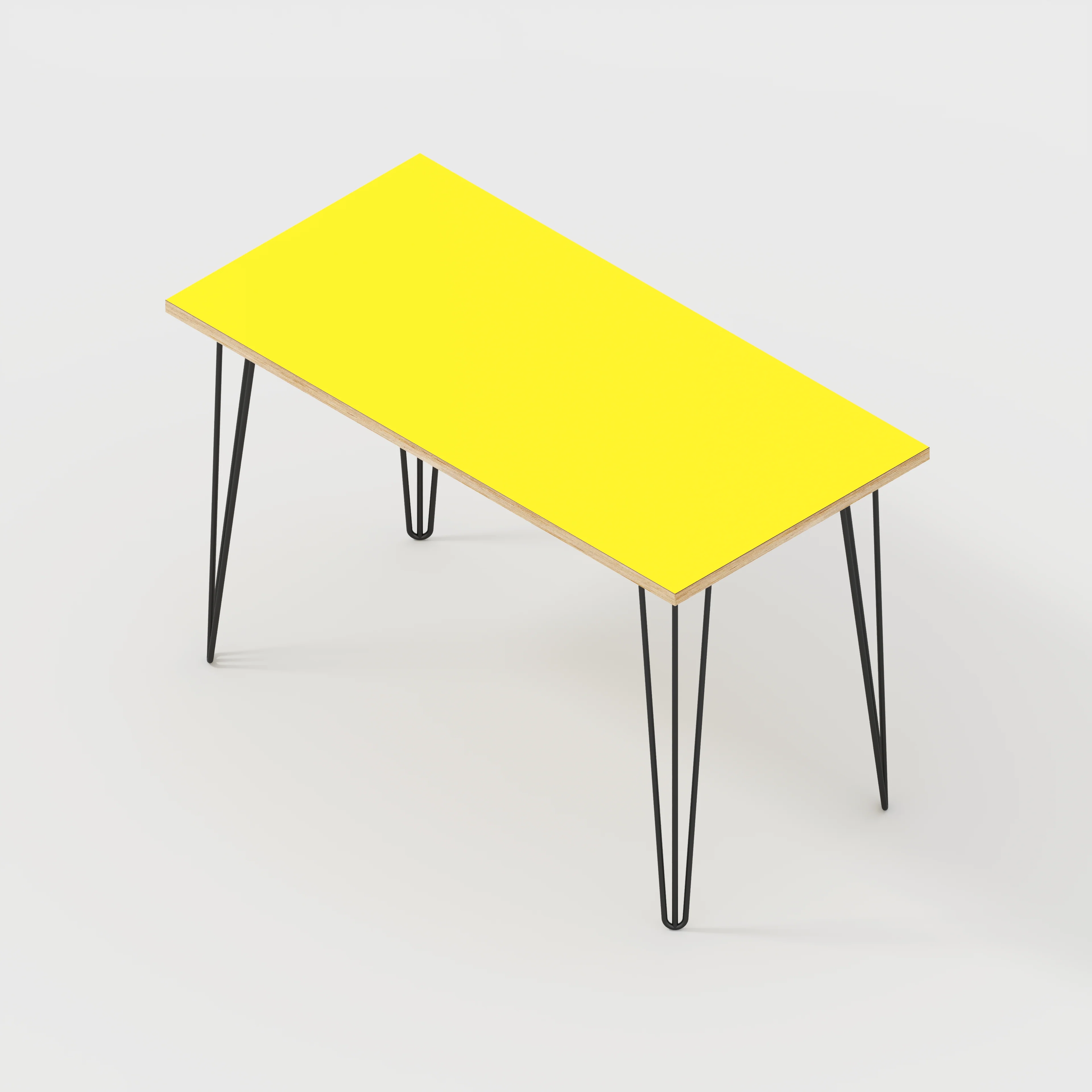 Plywood Desk with Black Hairpin Legs - Formica Chrome Yellow - 1200(w) x 600(d) x 735(h) - Image 5