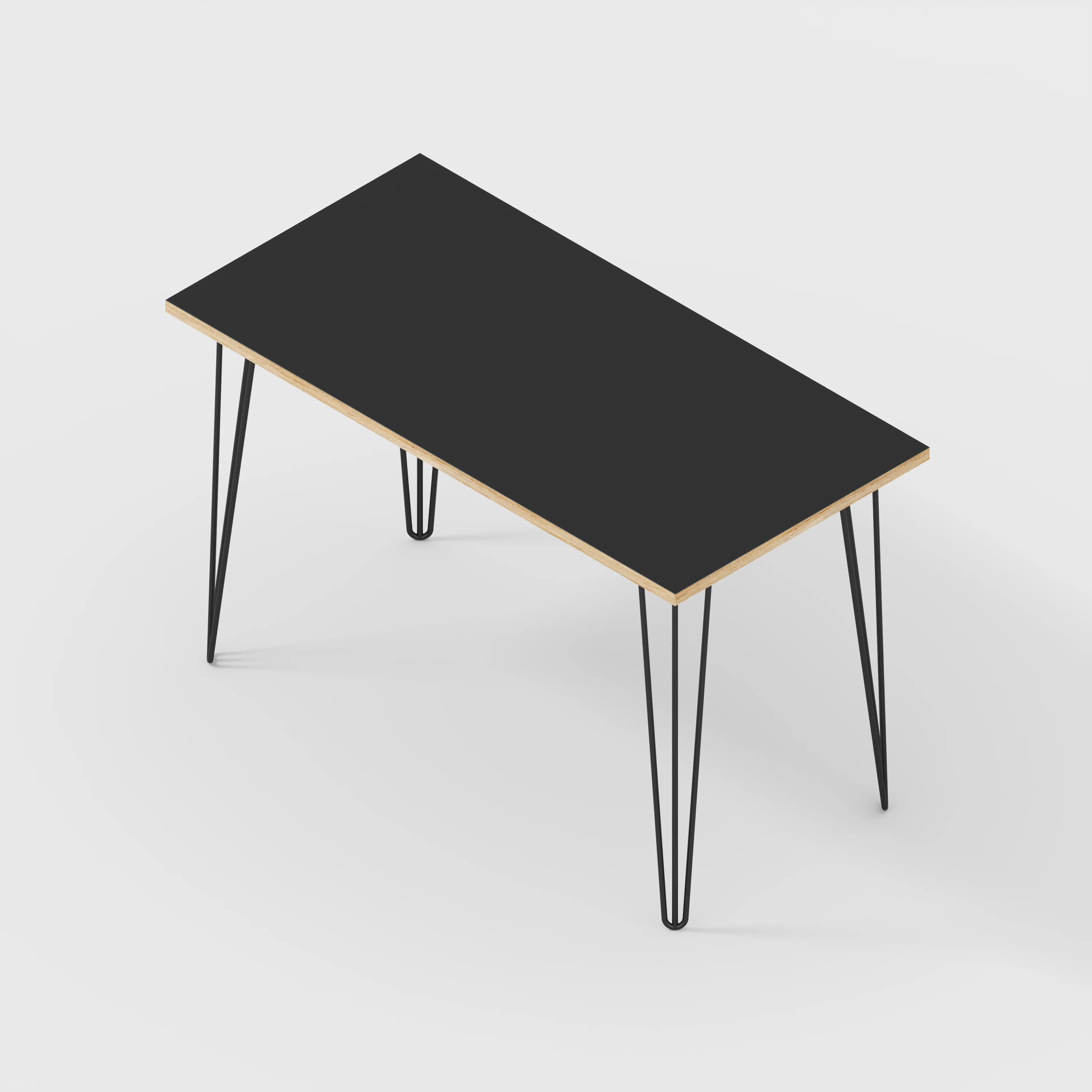 Plywood Desk with Black Hairpin Legs - Formica Diamond Black - 1200(w) x 600(d) x 735(h) - Image 5