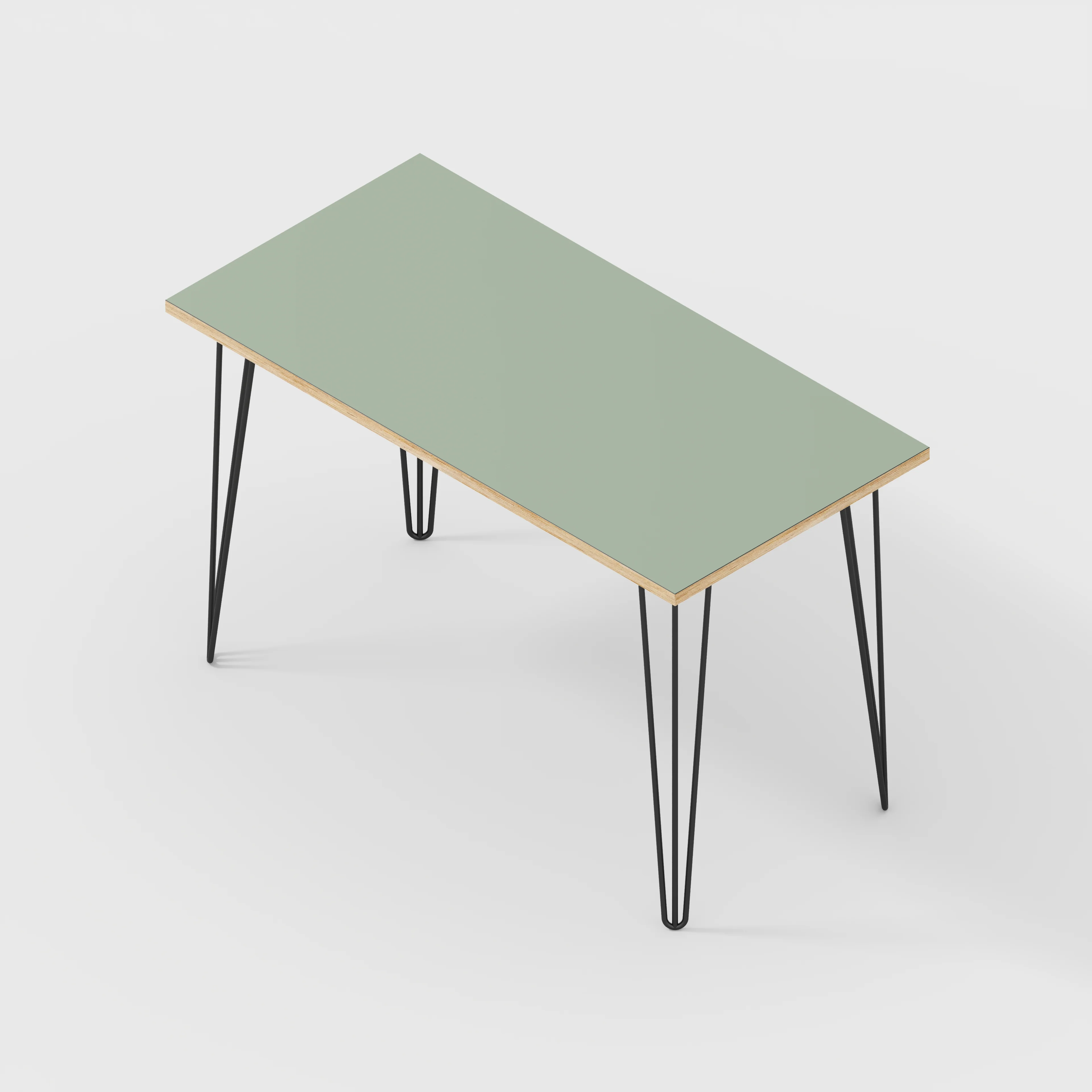 Plywood Desk with Black Hairpin Legs - Formica Green Slate - 1200(w) x 600(d) x 735(h) - Image 5