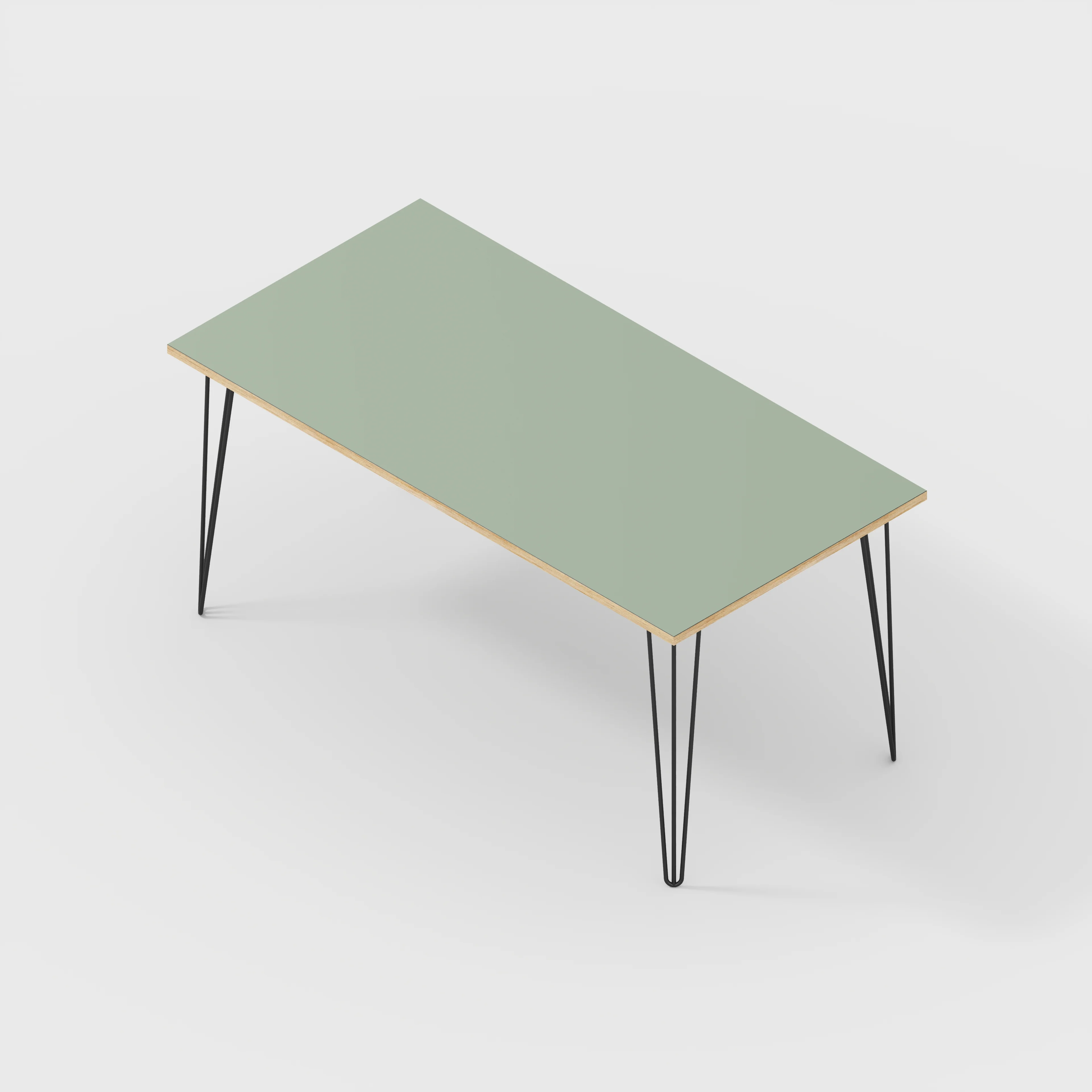 Plywood Desk with Black Hairpin Legs - Formica Green Slate - 1600(w) x 800(d) x 735(h) - Image 5