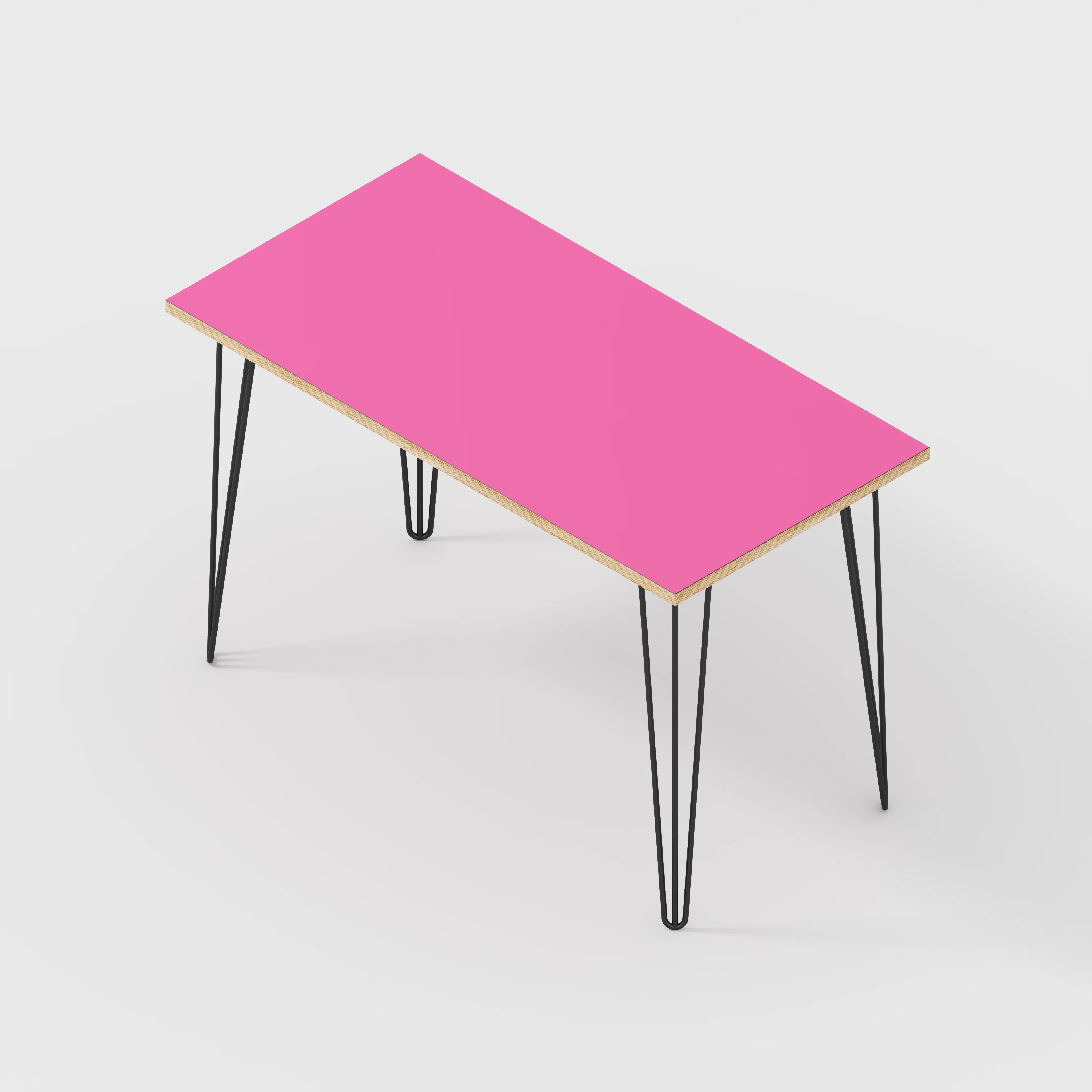 Plywood Desk with Black Hairpin Legs - Formica Juicy Pink - 1200(w) x 600(d) x 735(h) - Image 5