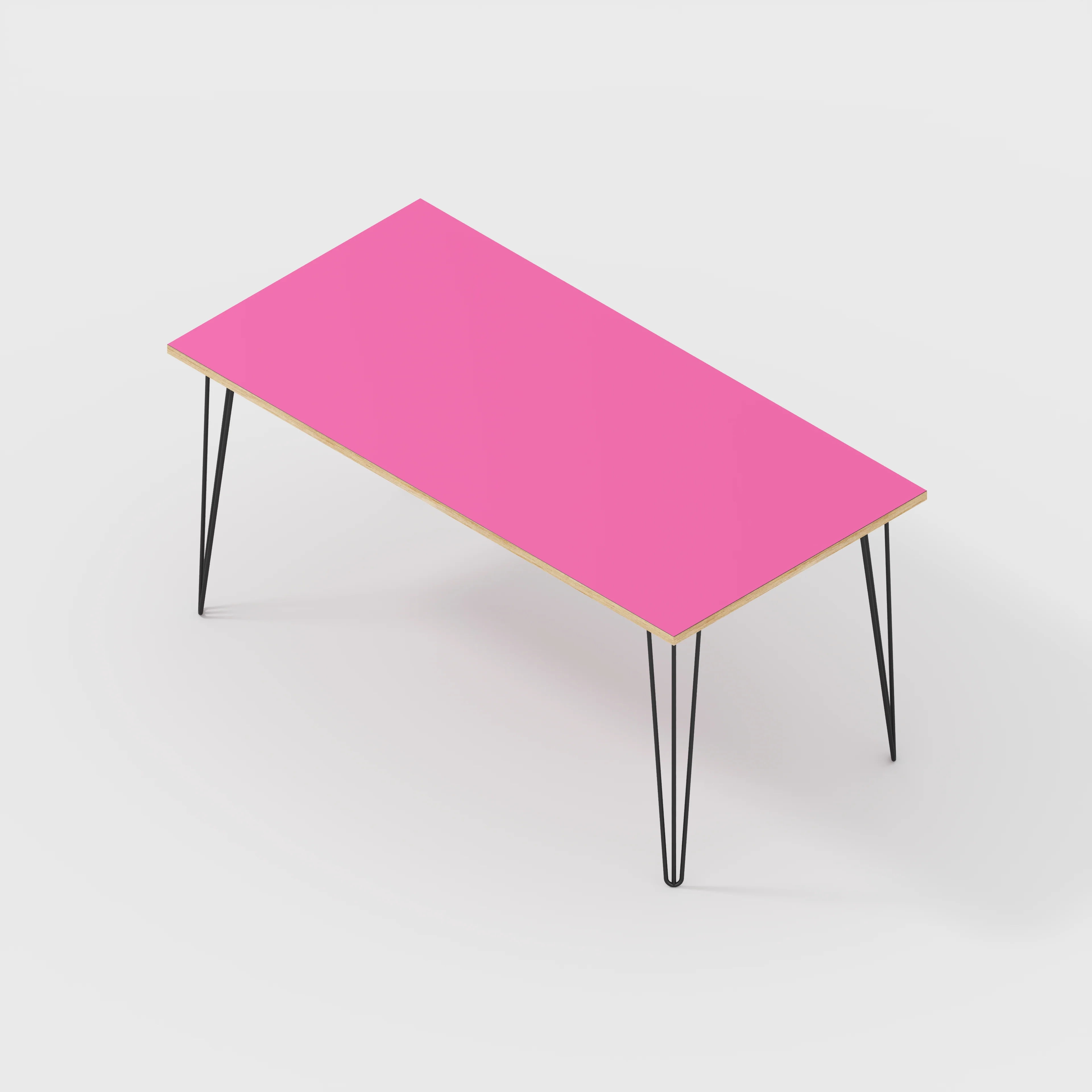 Plywood Desk with Black Hairpin Legs - Formica Juicy Pink - 1600(w) x 800(d) x 735(h) - Image 5