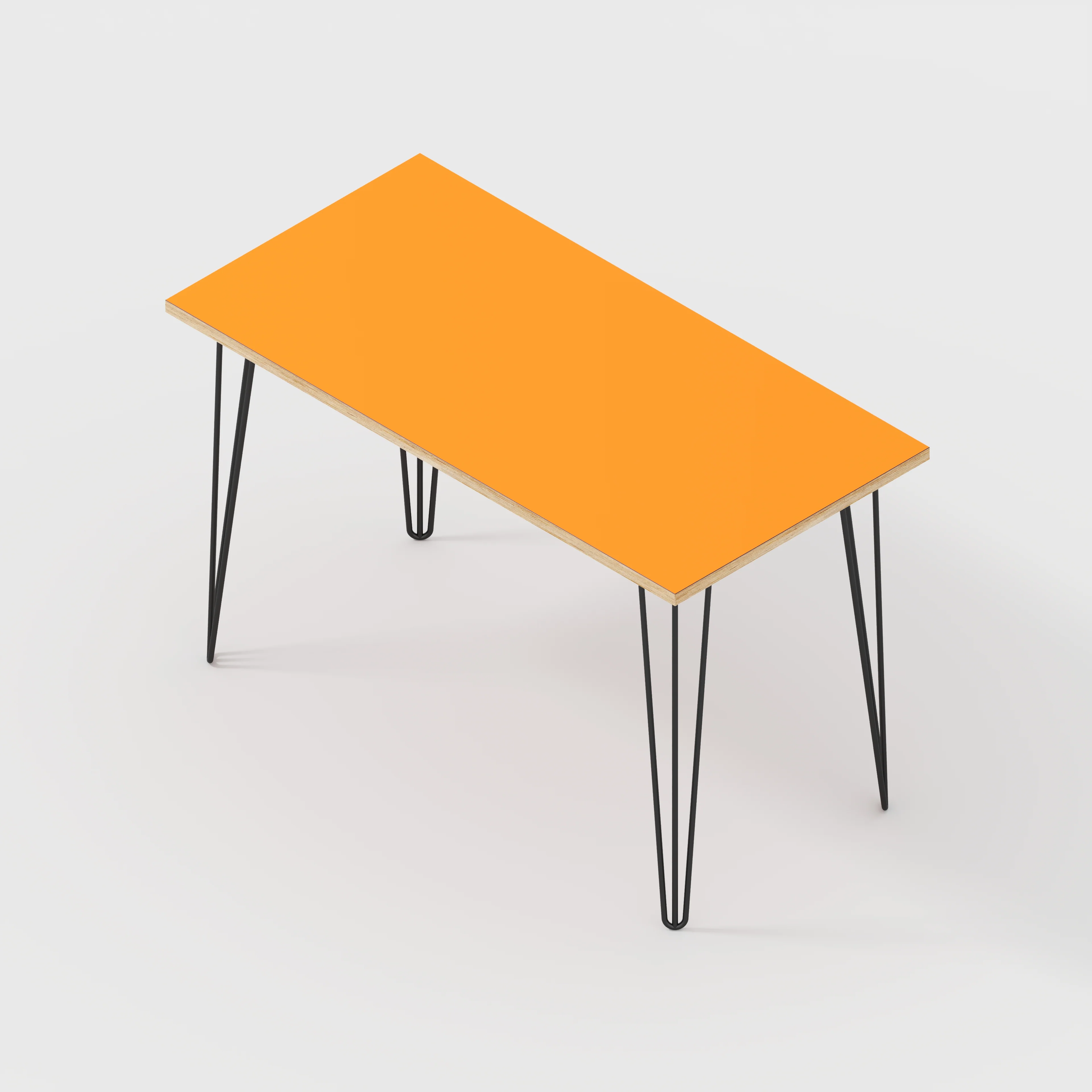 Plywood Desk with Black Hairpin Legs - Formica Levante Orange - 1200(w) x 600(d) x 735(h) - Image 5