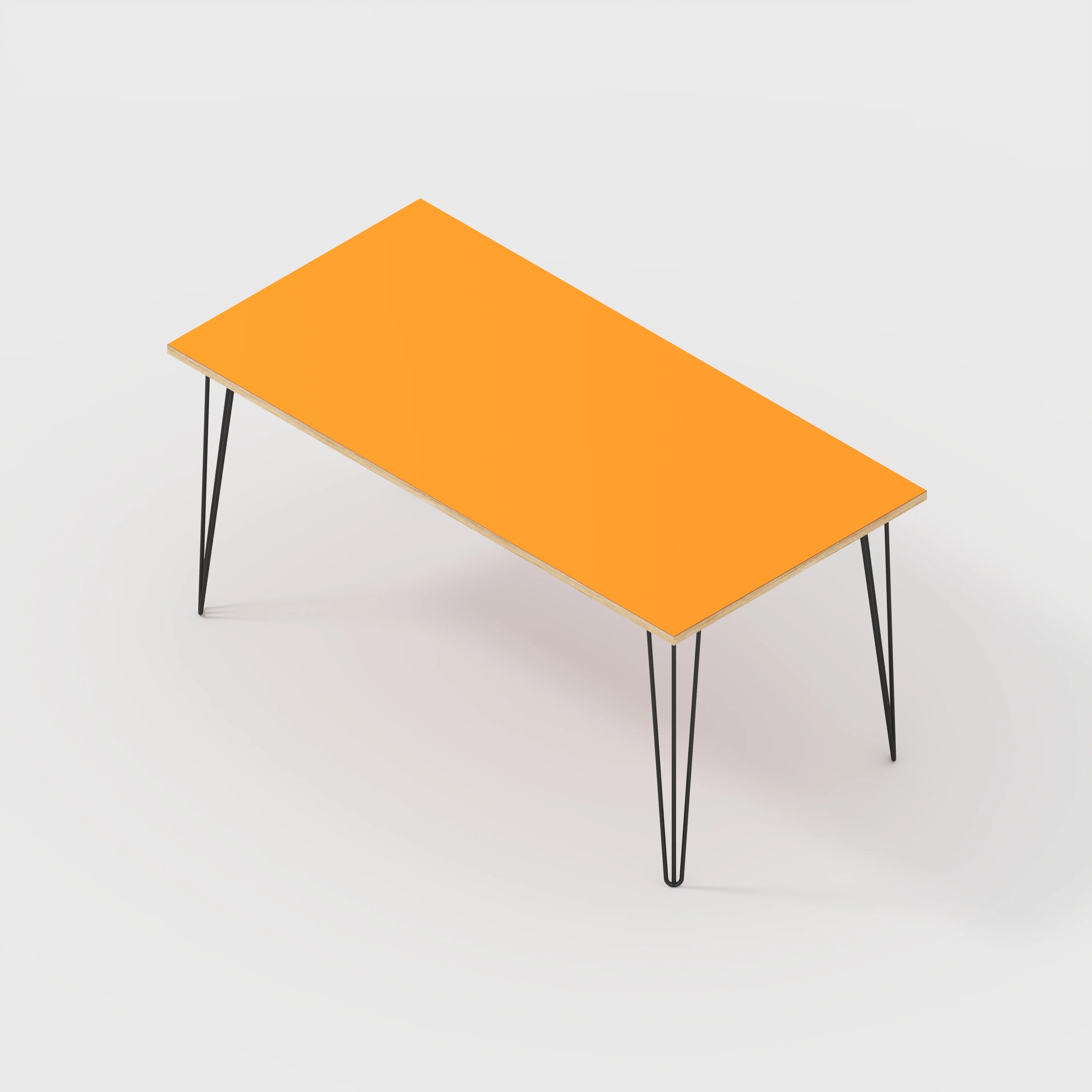 Plywood Desk with Black Hairpin Legs - Formica Levante Orange - 1600(w) x 800(d) x 735(h) - Image 5
