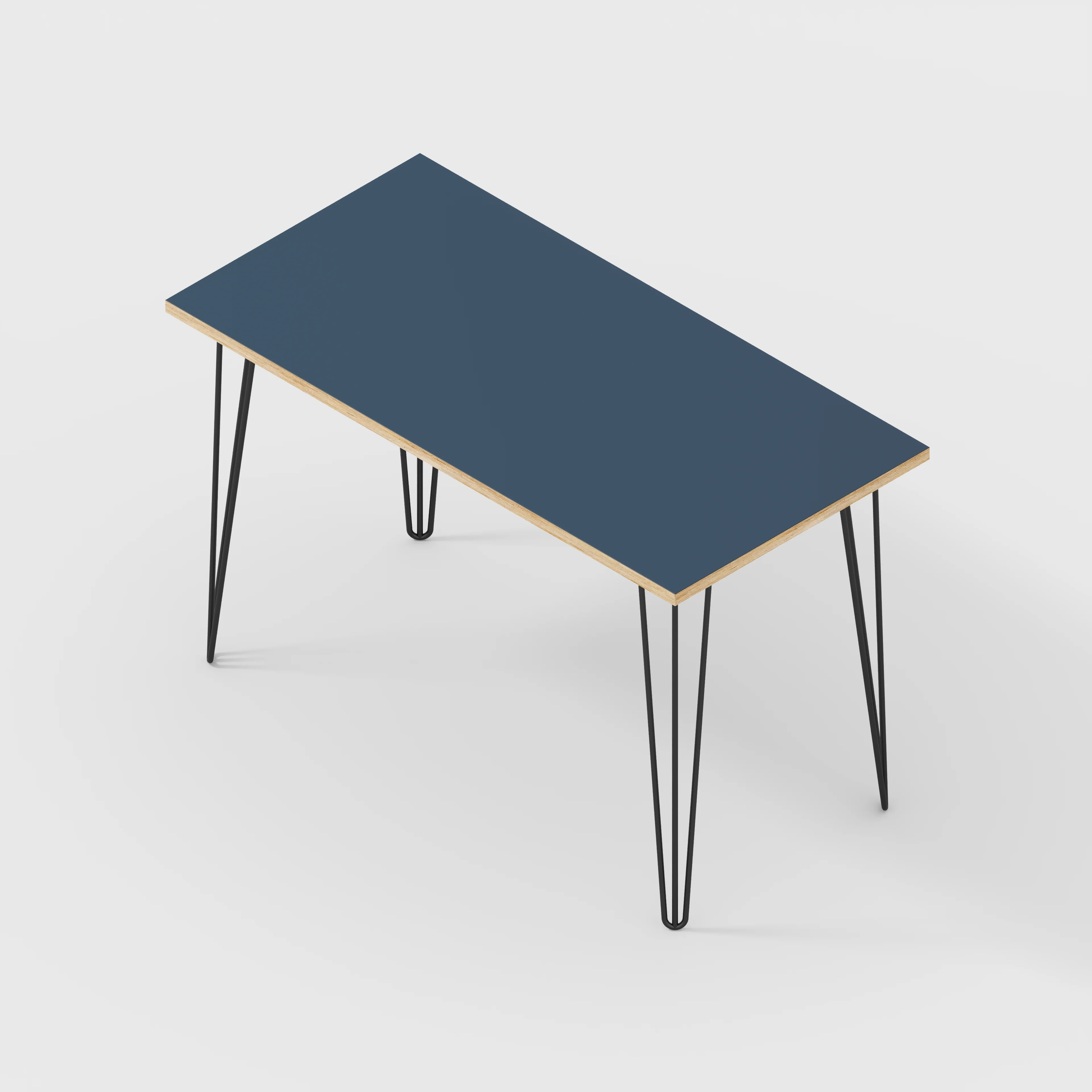 Plywood Desk with Black Hairpin Legs - Formica Night Sea Blue - 1200(w) x 600(d) x 735(h) - Image 5