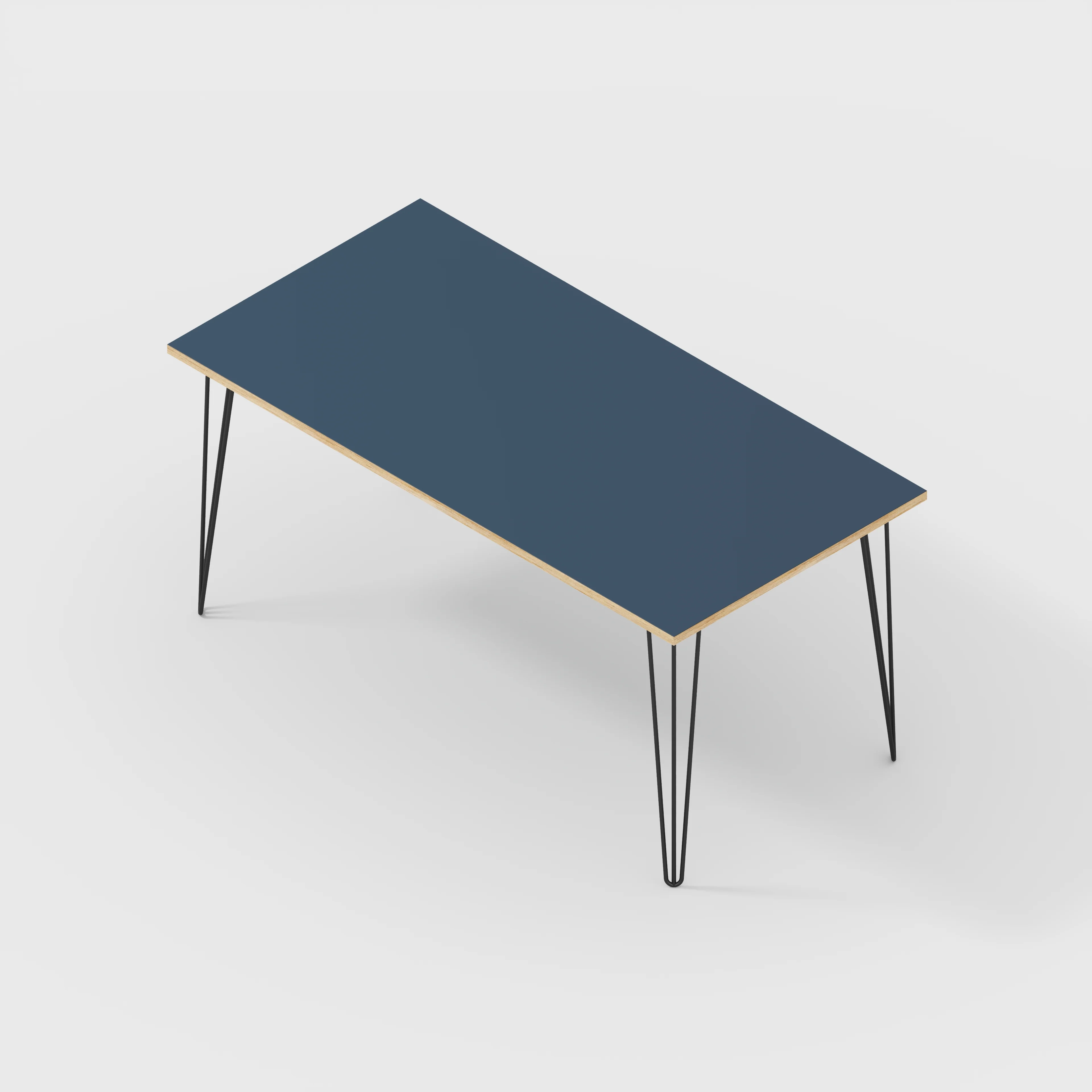 Plywood Desk with Black Hairpin Legs - Formica Night Sea Blue - 1600(w) x 800(d) x 735(h) - Image 5