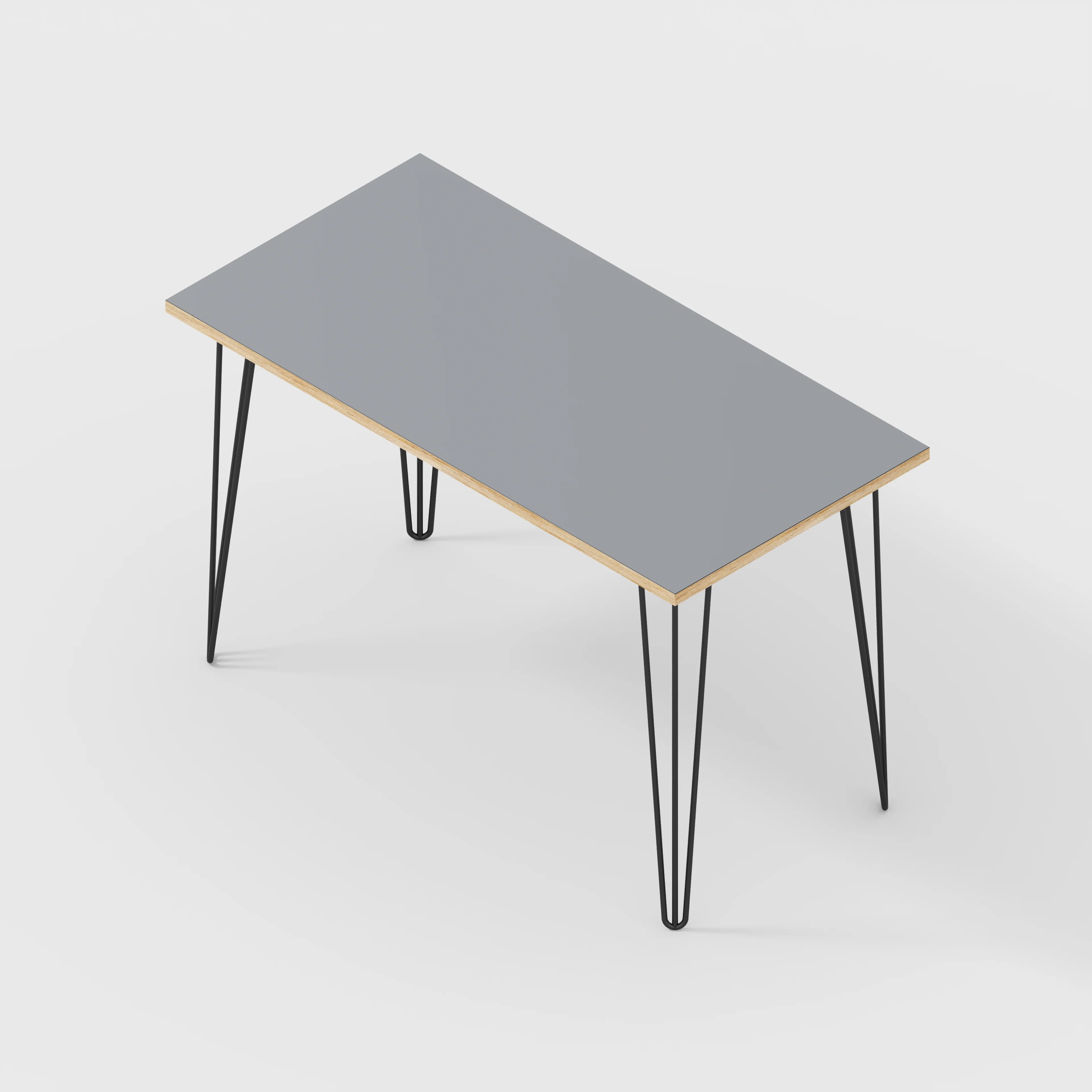 Plywood Desk with Black Hairpin Legs - Formica Tornado Grey - 1200(w) x 600(d) x 735(h) - Image 5