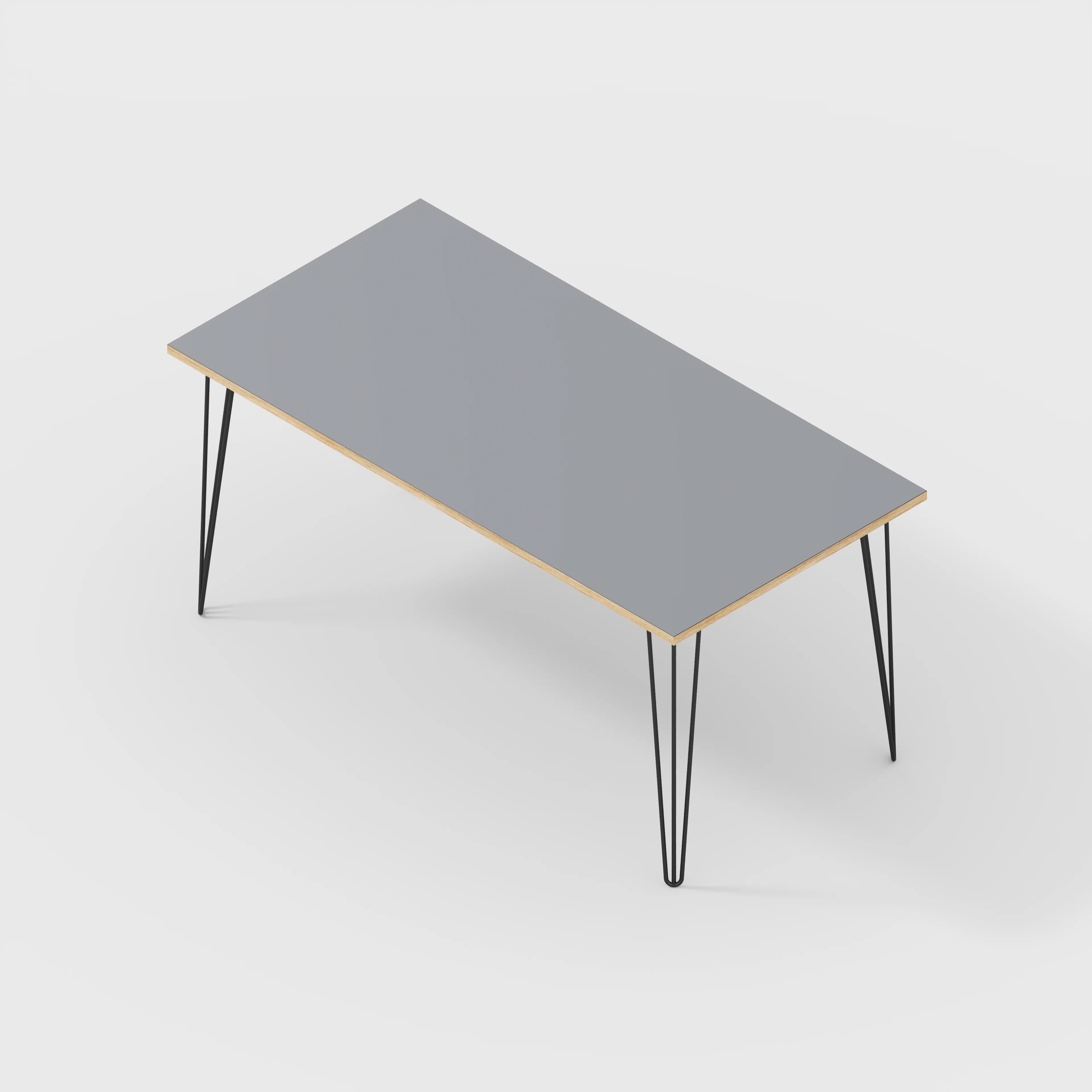 Plywood Desk with Black Hairpin Legs - Formica Tornado Grey - 1600(w) x 800(d) x 735(h) - Image 5