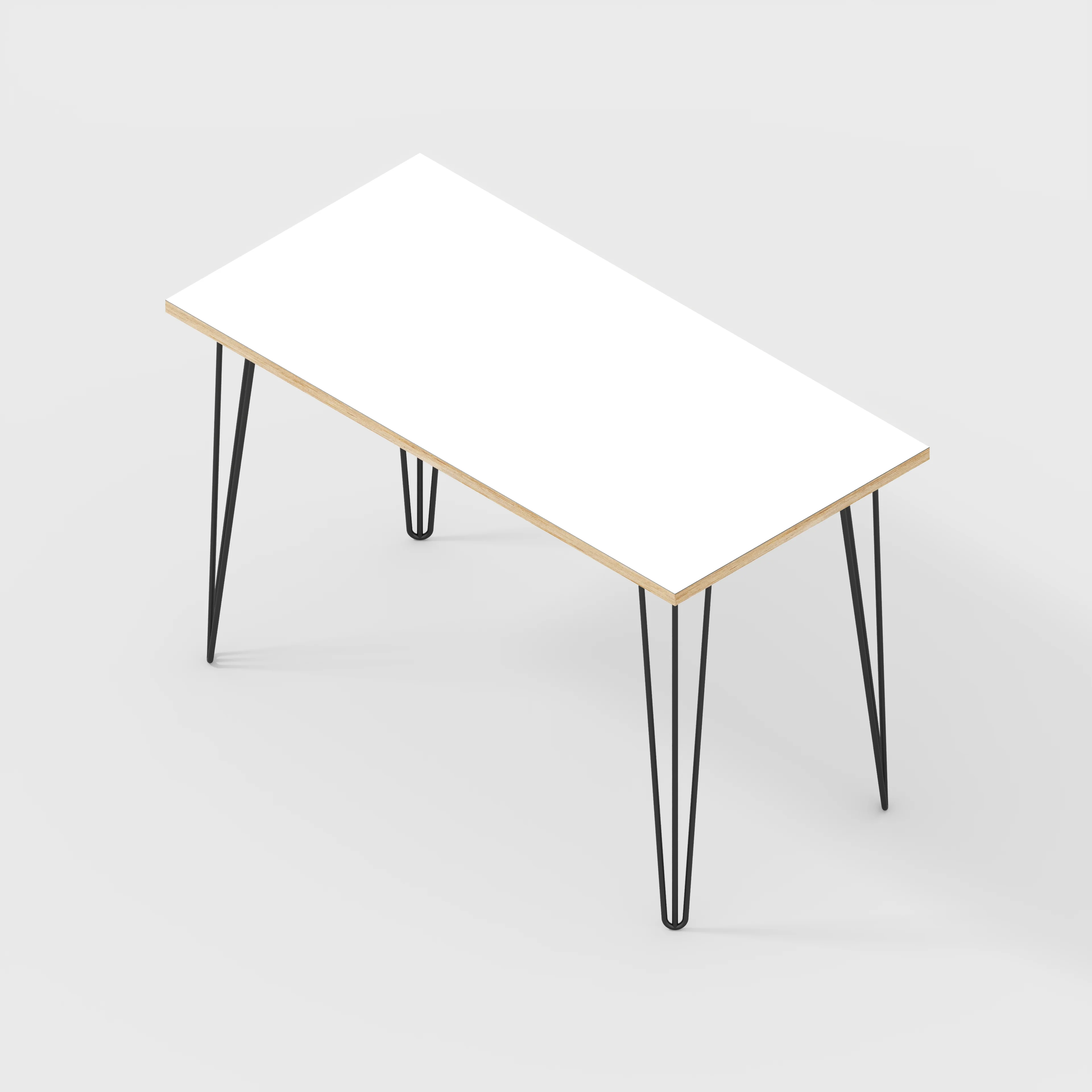 Plywood Desk with Black Hairpin Legs - Formica White - 1200(w) x 600(d) x 735(h) - Image 5