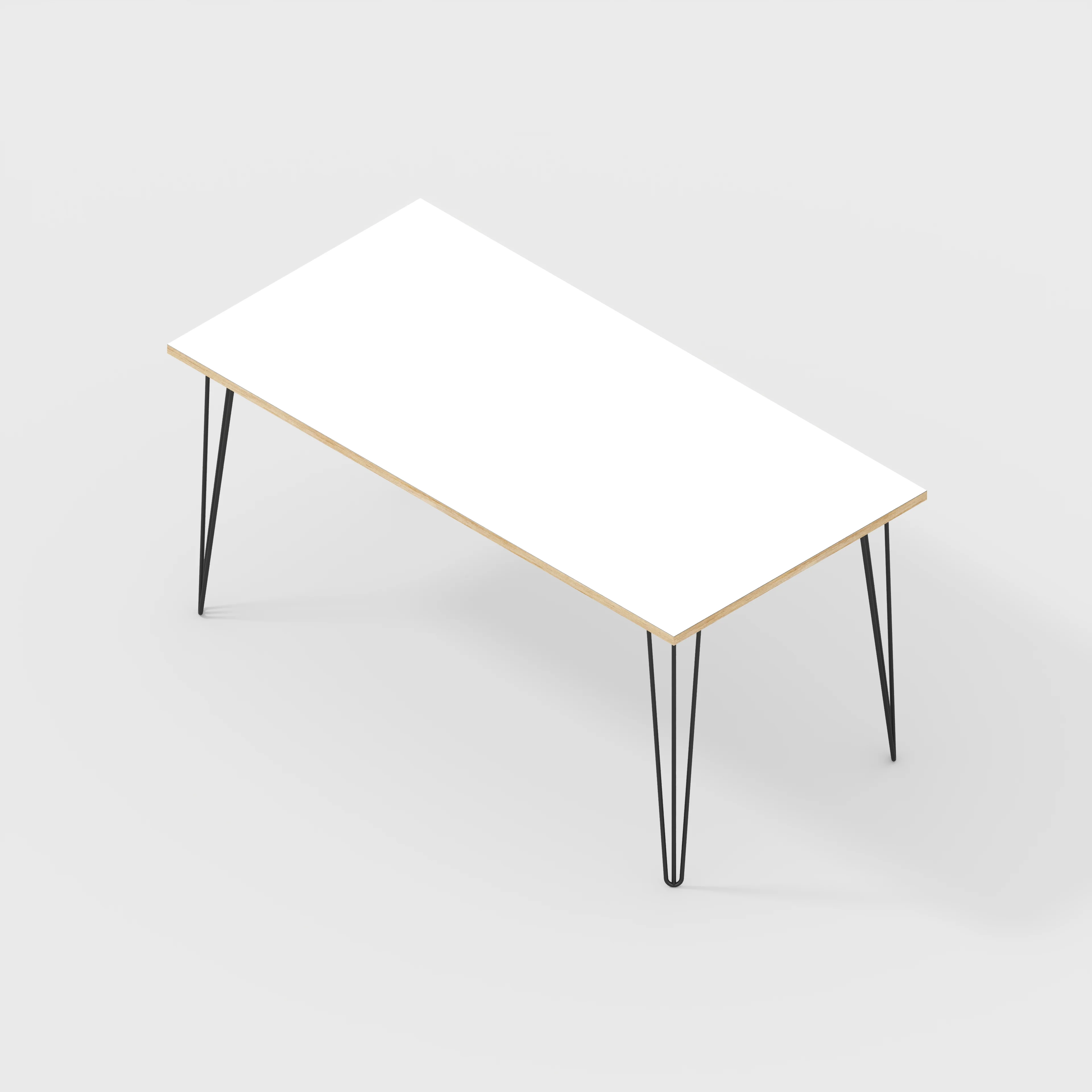 Plywood Desk with Black Hairpin Legs - Formica White - 1600(w) x 800(d) x 735(h) - Image 5