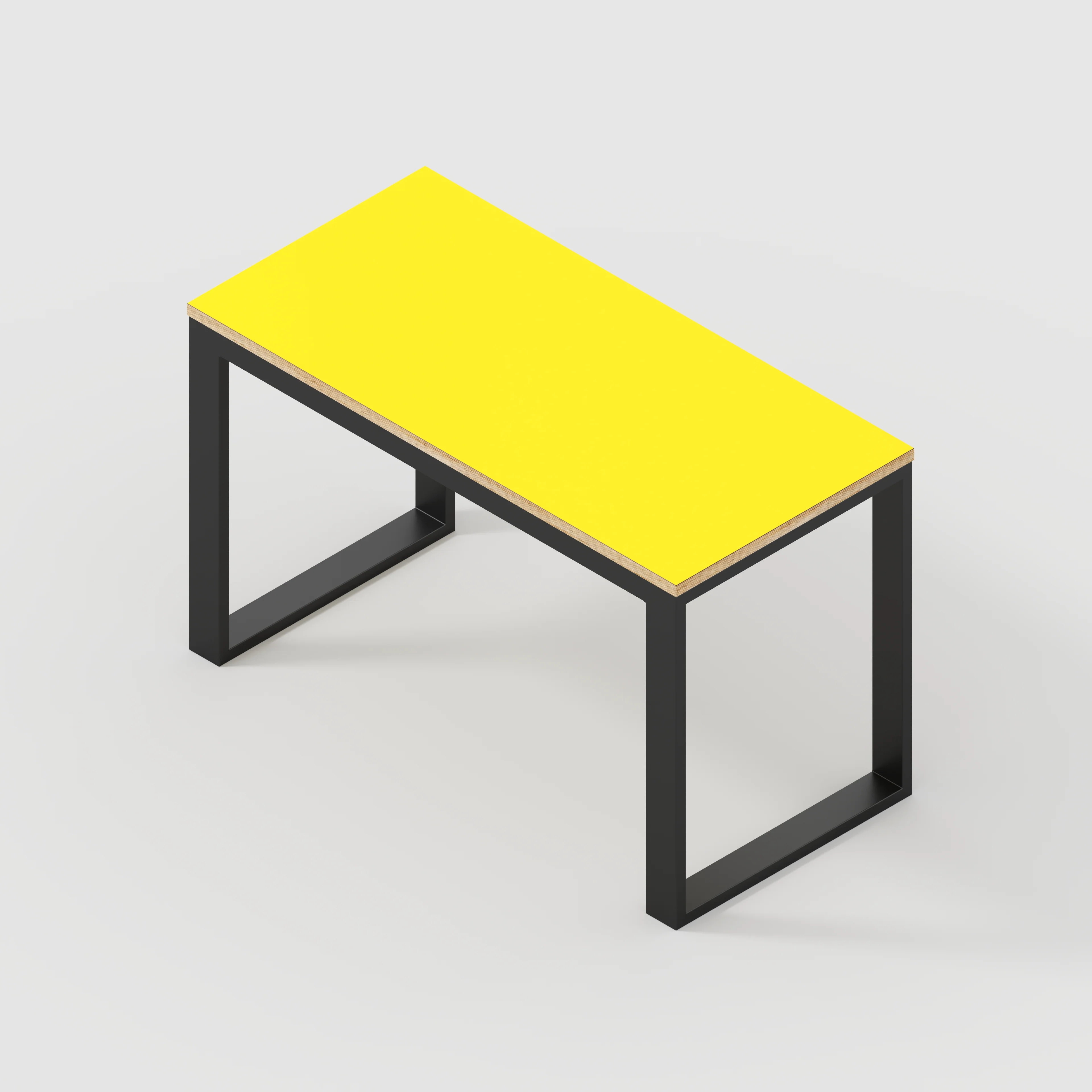 Plywood Desk with Black Industrial Frame - Formica Chrome Yellow - 1200(w) x 585(d) x 735(h) - Image 5