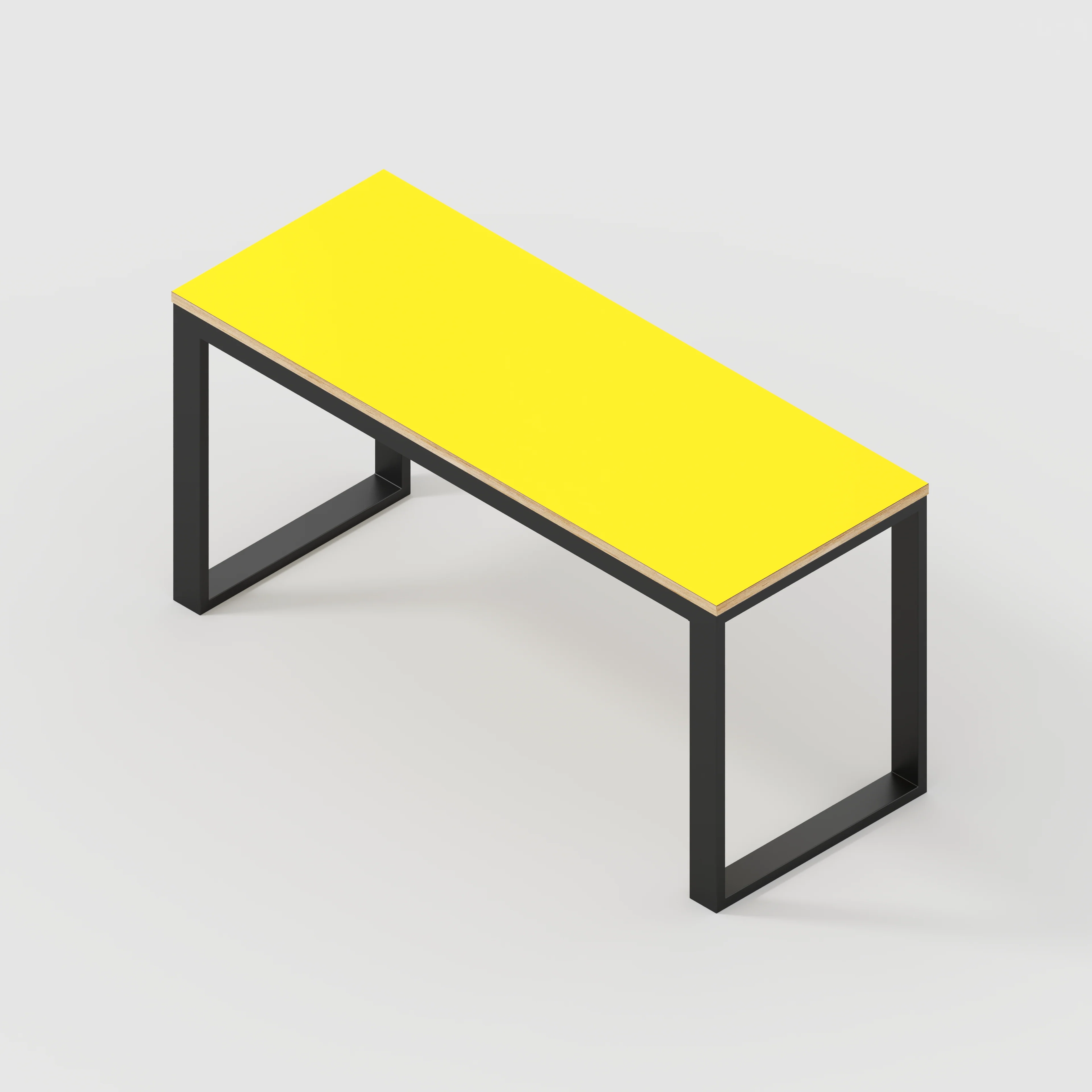 Plywood Desk with Black Industrial Frame - Formica Chrome Yellow - 1500(w) x 585(d) x 735(h) - Image 5