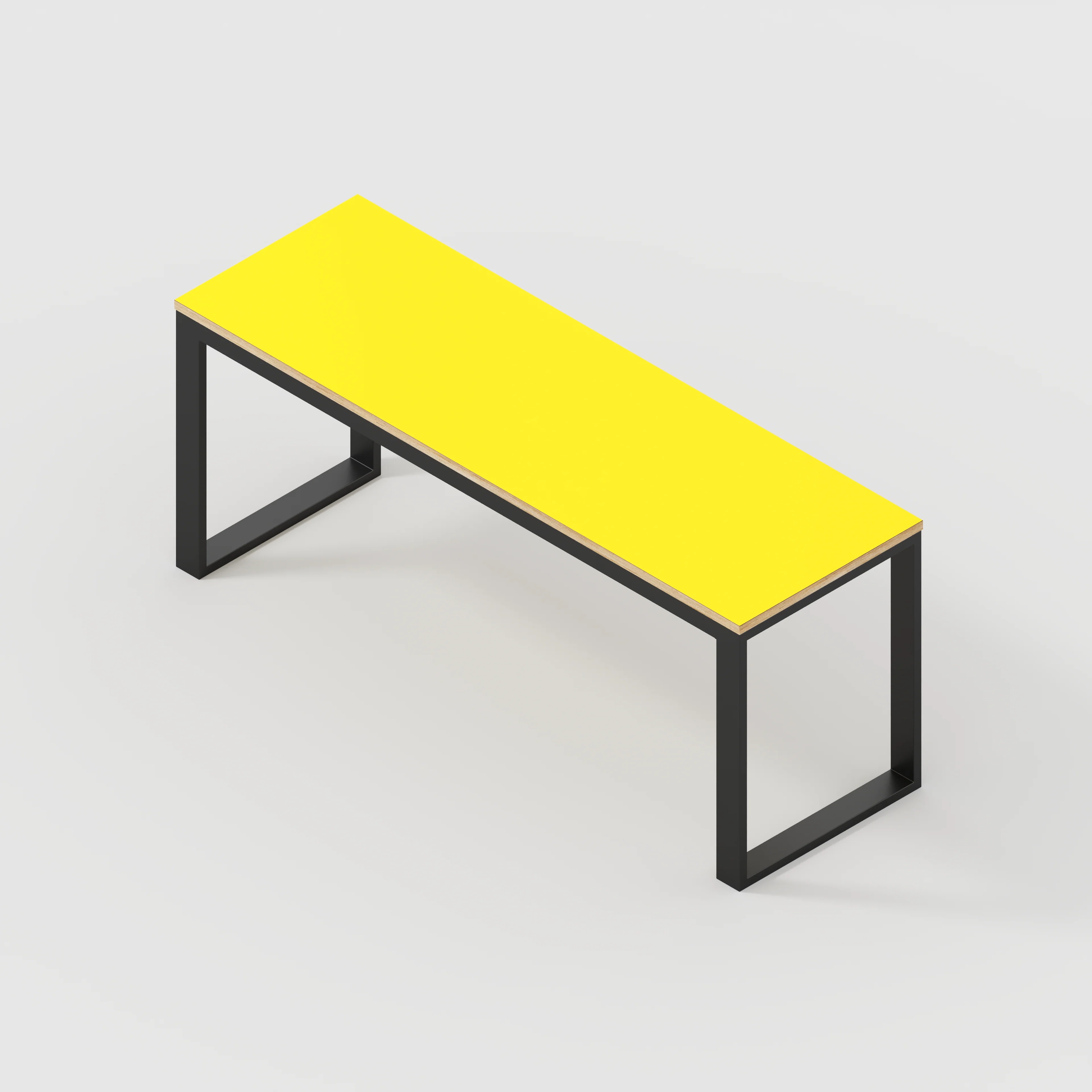 Plywood Desk with Black Industrial Frame - Formica Chrome Yellow - 1800(w) x 585(d) x 735(h) - Image 5
