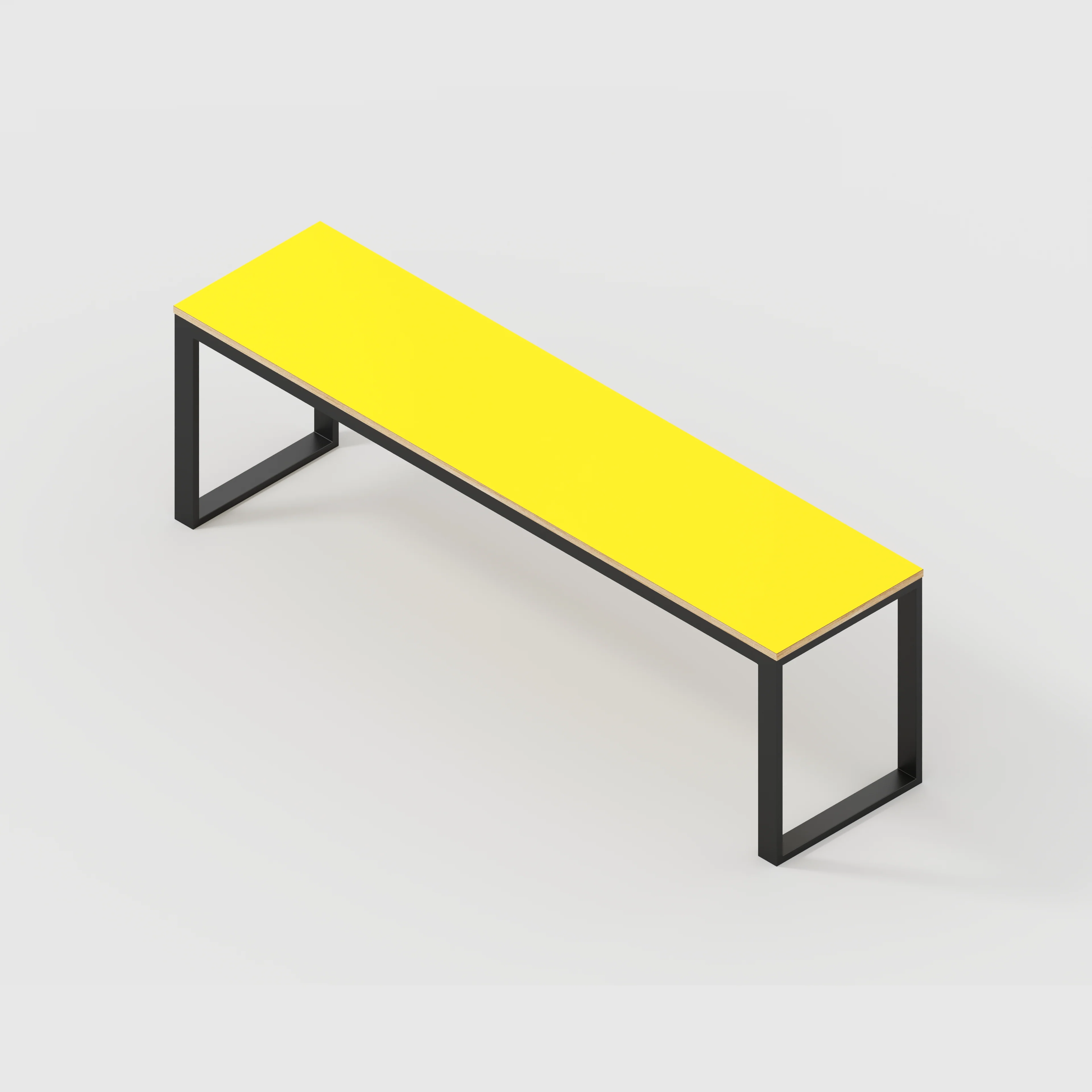 Plywood Desk with Black Industrial Frame - Formica Chrome Yellow - 2400(w) x 585(d) x 735(h) - Image 5
