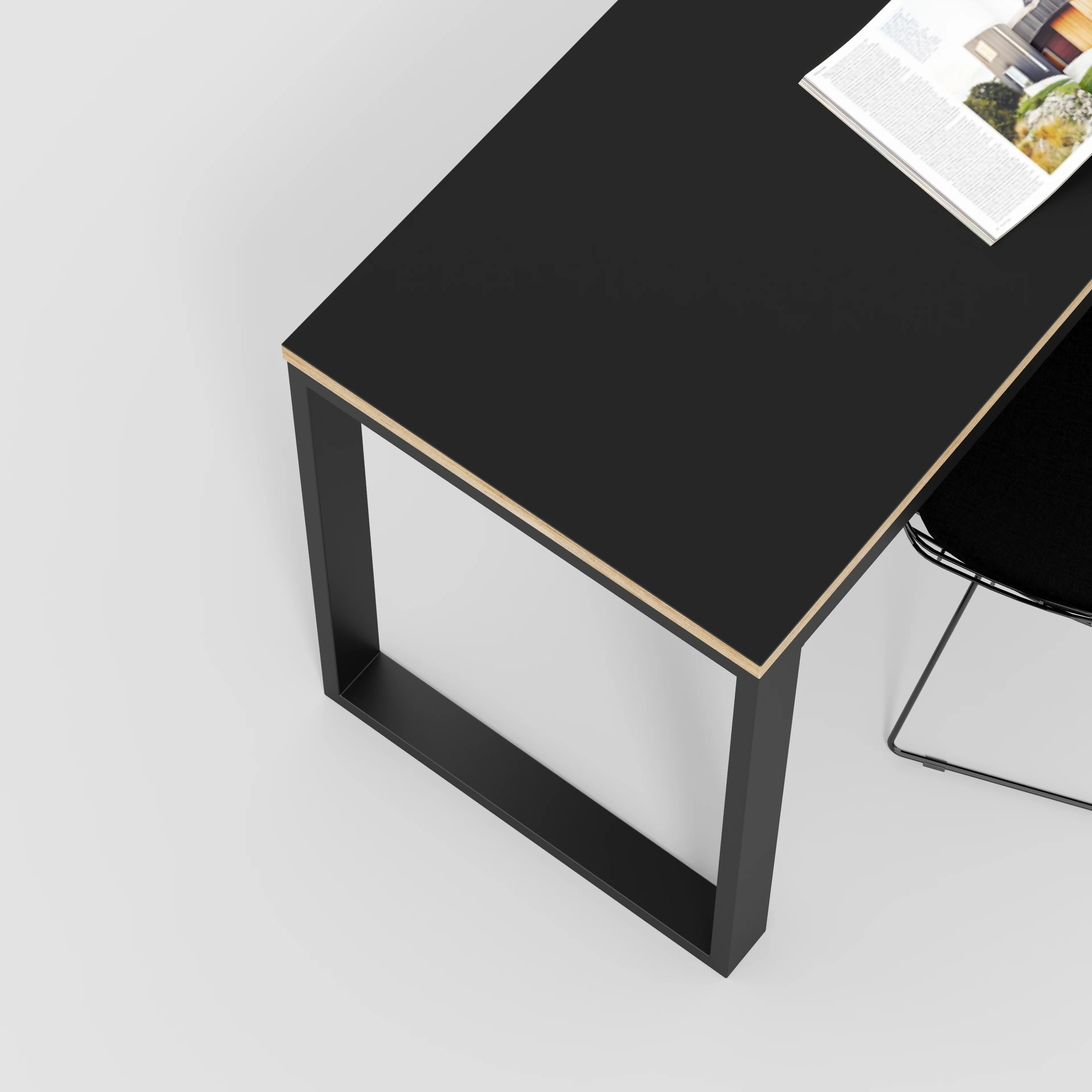 Plywood Desk with Black Industrial Frame - Formica Diamond Black - 1500(w) x 585(d) x 735(h) - Image 3