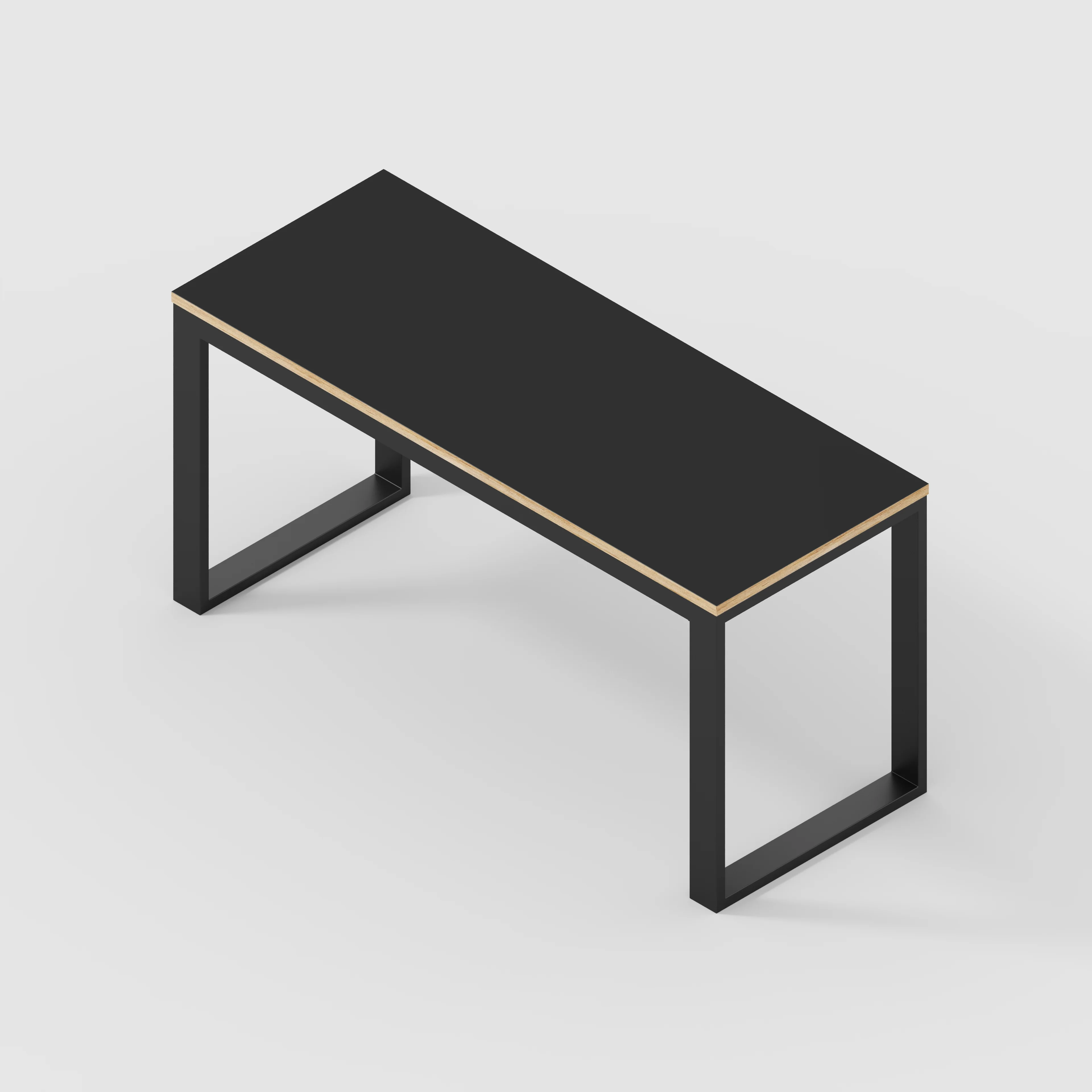 Plywood Desk with Black Industrial Frame - Formica Diamond Black - 1500(w) x 585(d) x 735(h) - Image 5